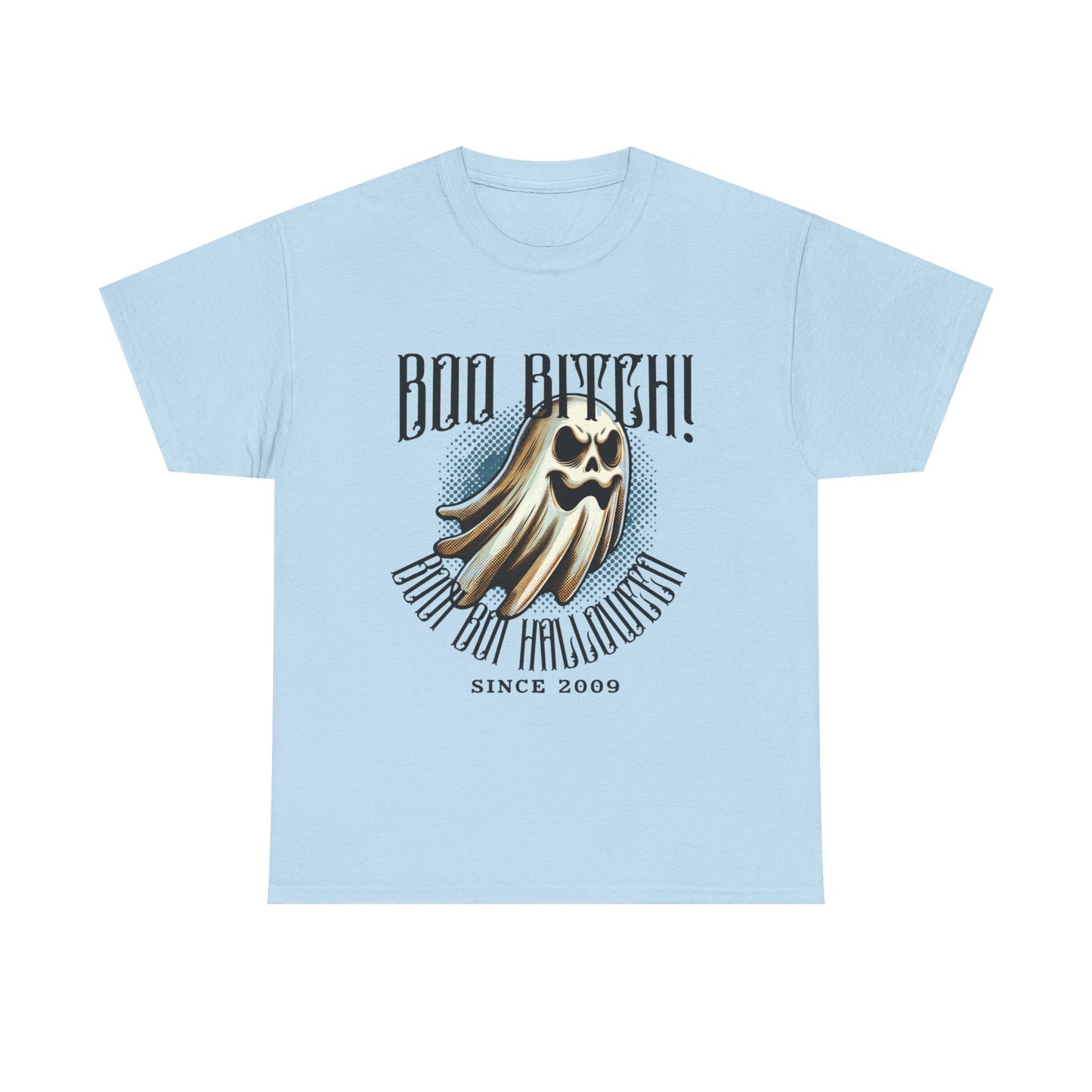 Boo Biych! Halloween Unisex Heavy Cotton Tee, Spooky T-Shirt, Halloween Costume Top, Ghost Graphic Shirt, October Festive Apparel