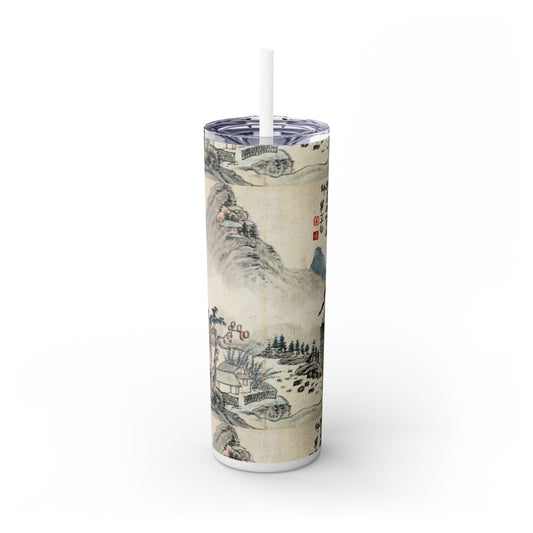 Japanese art work Skinny Tumbler with Straw, 20oz - Perfect for Home, Travel, Gifts, and Everyday Use, Creative Design, Stylish Beverage Container
