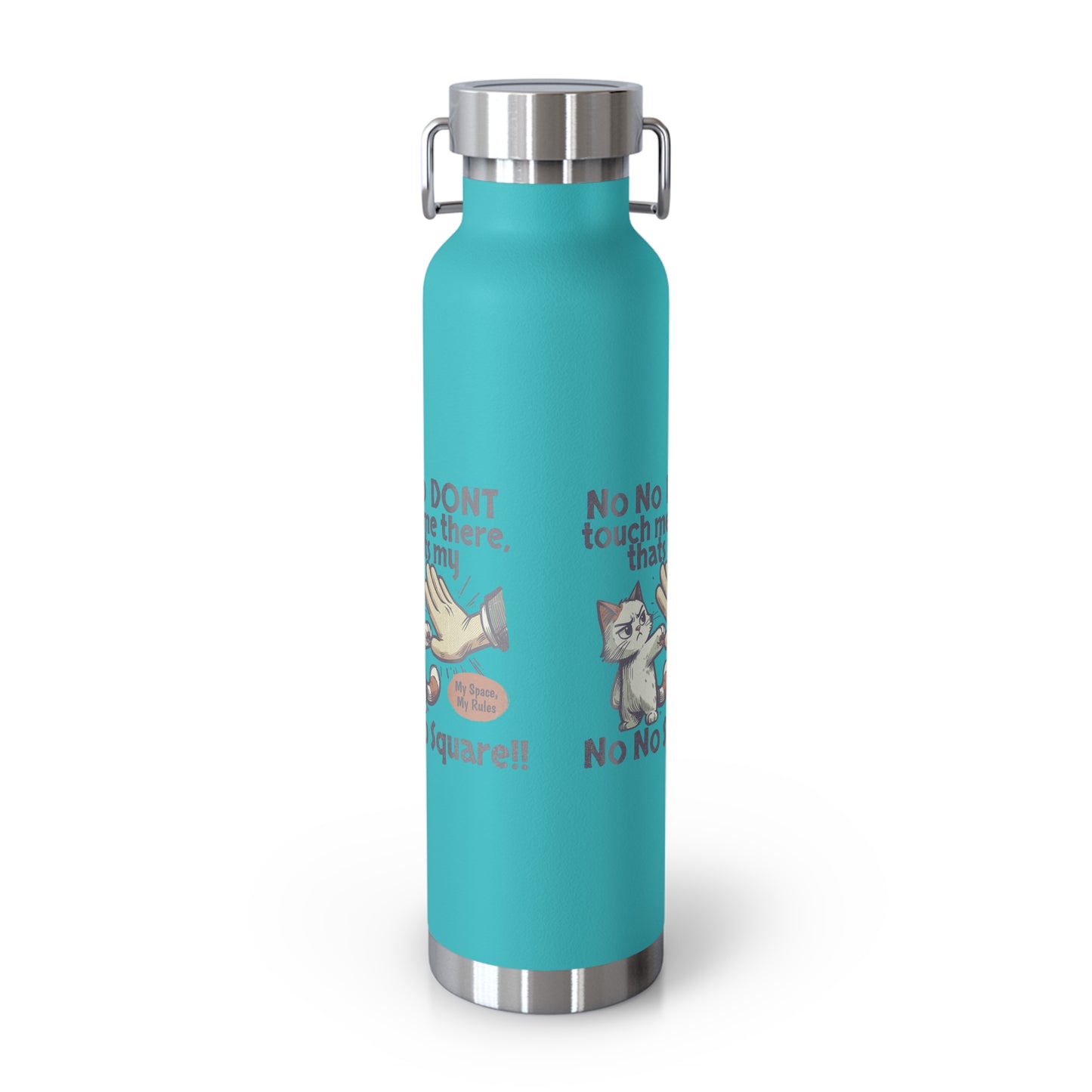 Funny Cat Insulated Water Bottle, 22oz, Laughing Cat Gift, Pet Lover Gift, Humorous Drinkware, Cat Safety Bottle