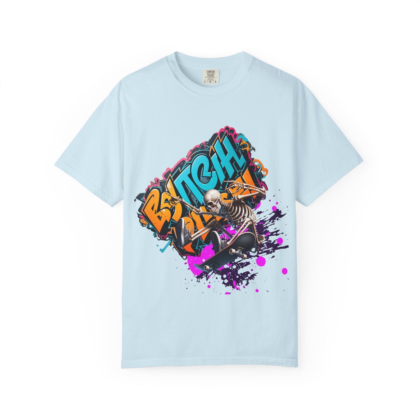 Edgy Skeleton Graffiti T-Shirt, Unisex Graphic Tee, Halloween Costume Shirt, Streetwear Style, Cool Gift for Teens