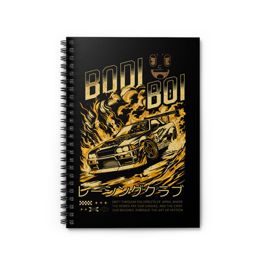 Racing-Inspired Spiral Notebook for Car Enthusiasts, BODI BOI Vintage Art Journal, Gift for Motorheads, School Supplies, Unique Notebooks