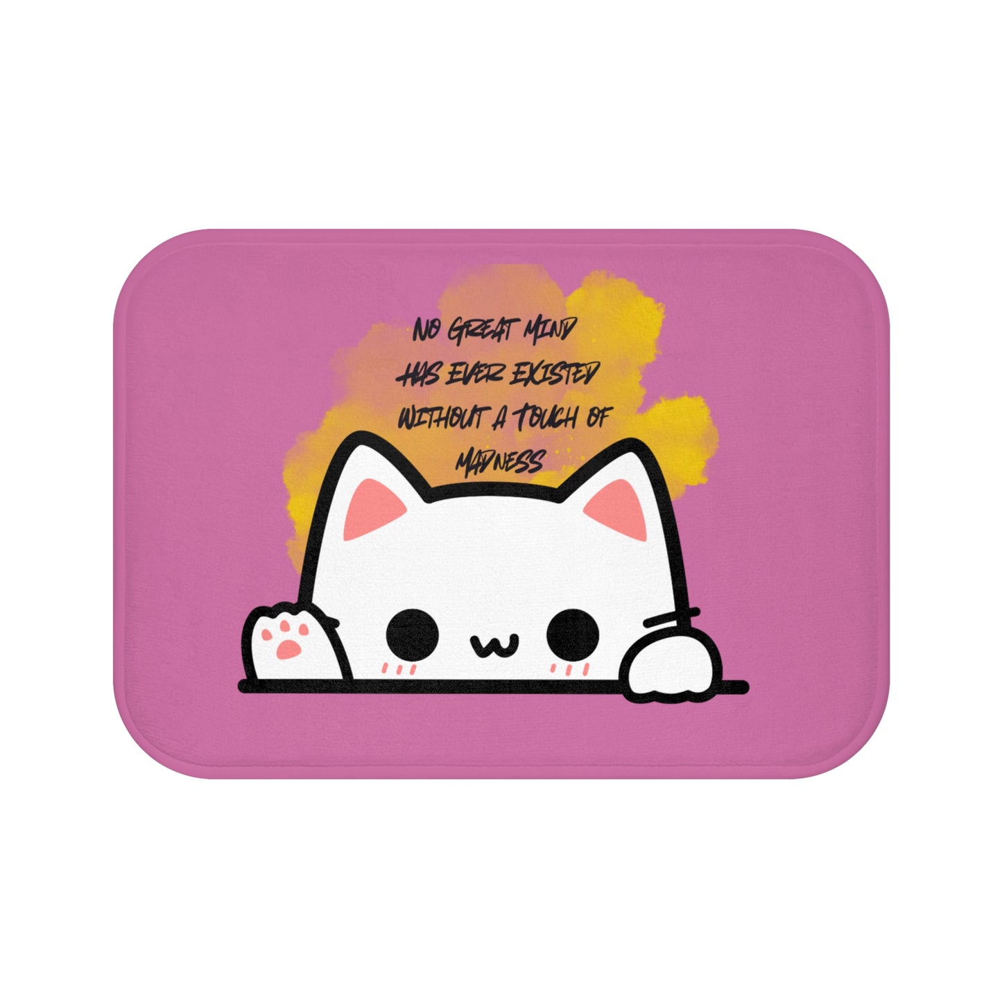 Great Mind Cat Bath Mat with Cheerful Quote, Cute Bathroom Decor, Perfect Gift for Cat Lovers, Fun Home Accessories, Pet Themed Gifts
