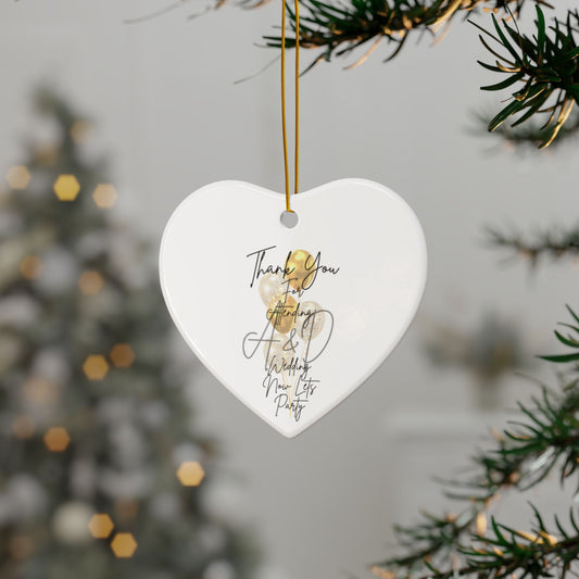 Wedding Thank You Ceramic Ornaments, Two-Sided Print, Holiday Decor, Bridal Shower Favors, Custom Keepsakes, Party Gifts