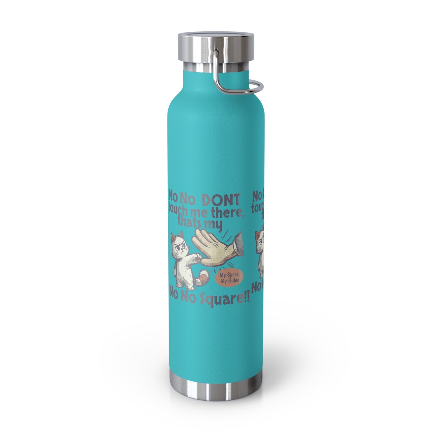Funny Cat Insulated Water Bottle, 22oz, Laughing Cat Gift, Pet Lover Gift, Humorous Drinkware, Cat Safety Bottle