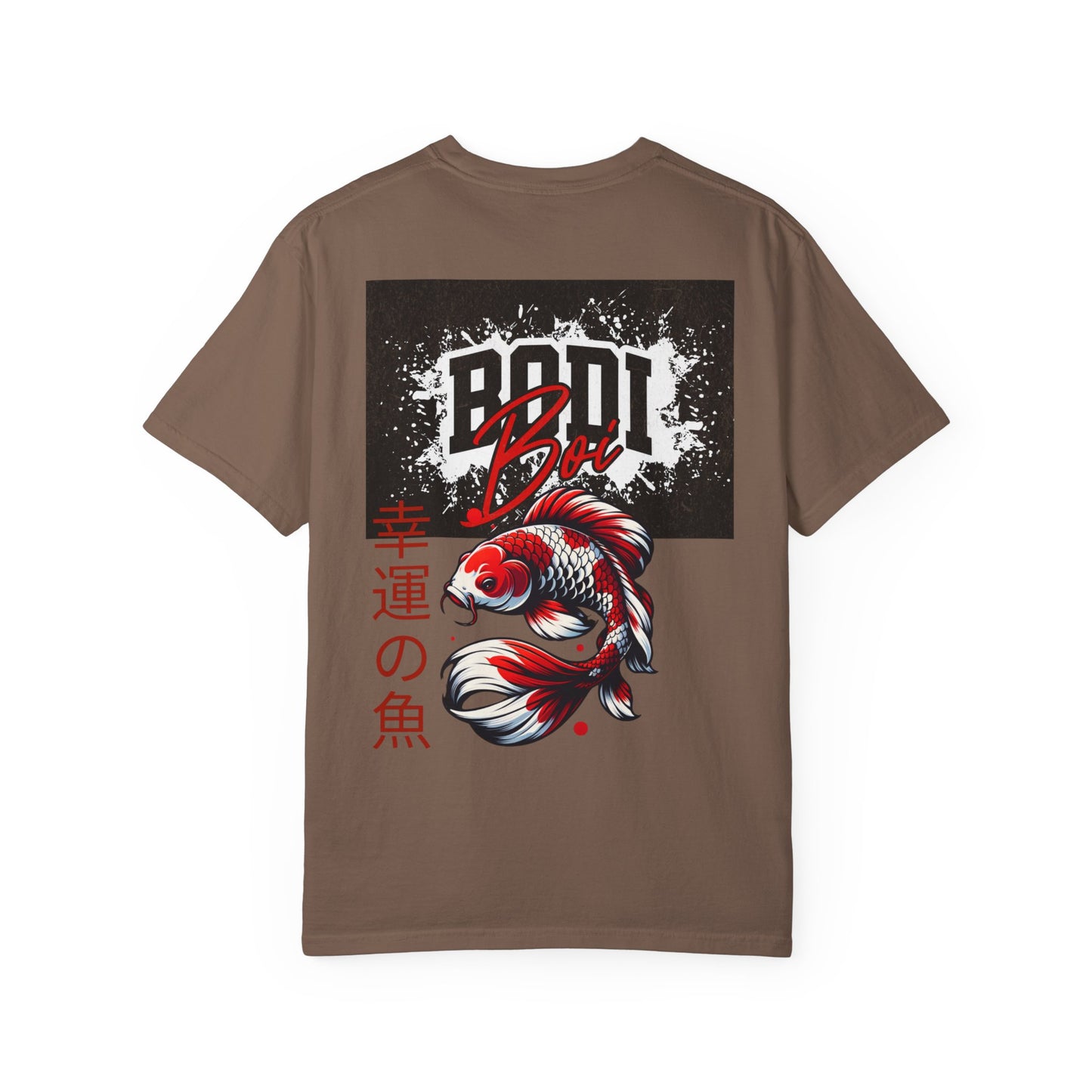 Garment-Dyed Unisex T-Shirt with Bold Koi Design, Trendy Streetwear, Gift for Casual Wear, Unique Graphic Tee, Perfect for Summer Vibes