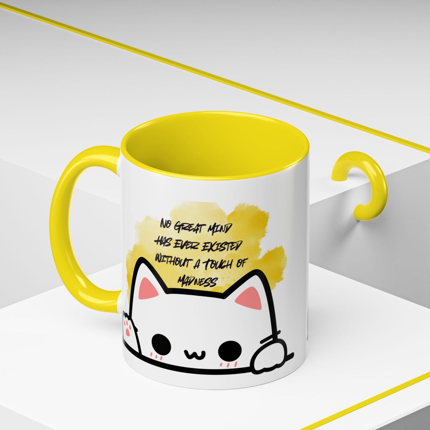 Playful Cat Accent Mug - No Great Mind Has Ever Existed Without a Touch of Madness, Cute Gift for Cat Lovers, Coffee Cup, Cat-Themed [...]