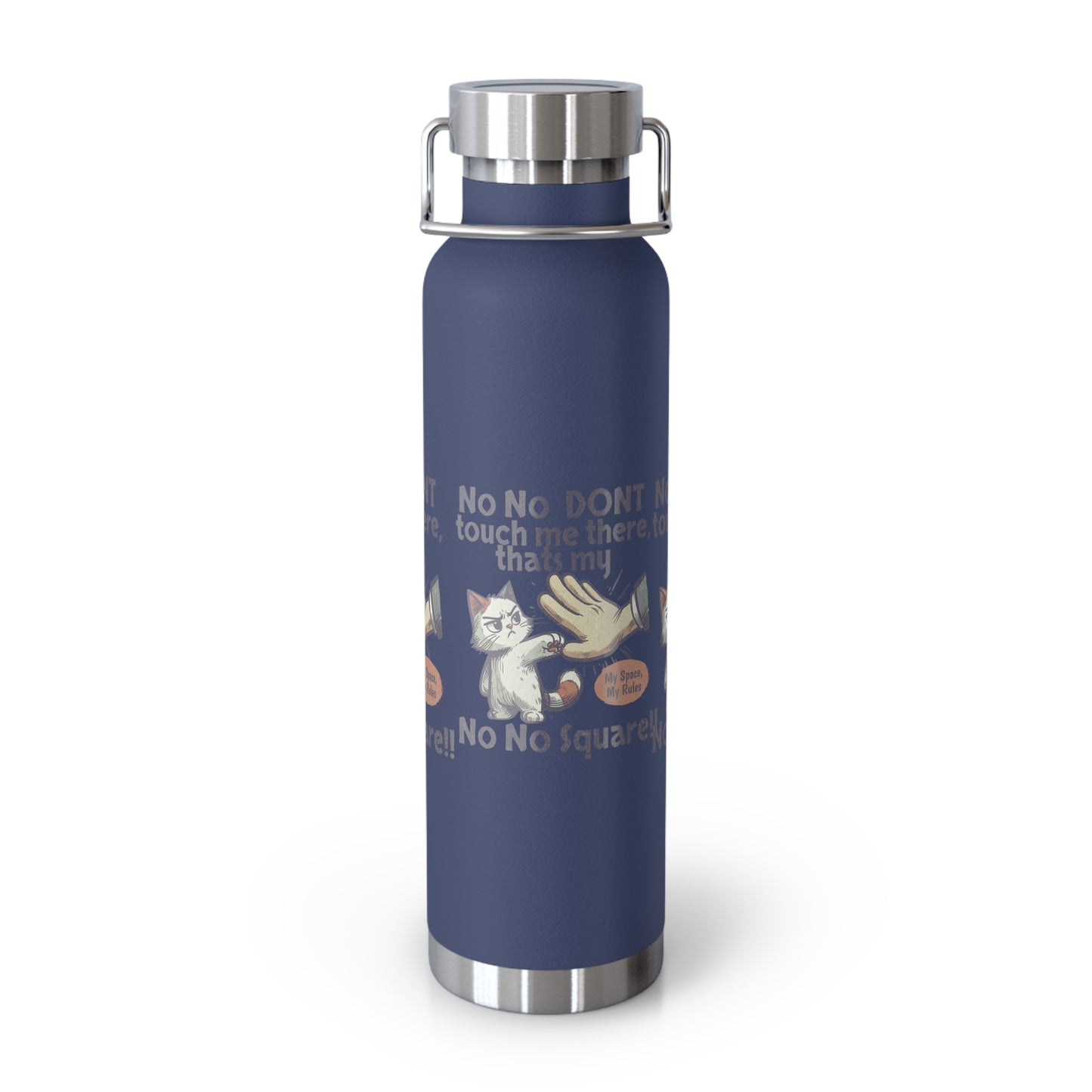 Funny Cat Insulated Water Bottle, 22oz, Laughing Cat Gift, Pet Lover Gift, Humorous Drinkware, Cat Safety Bottle