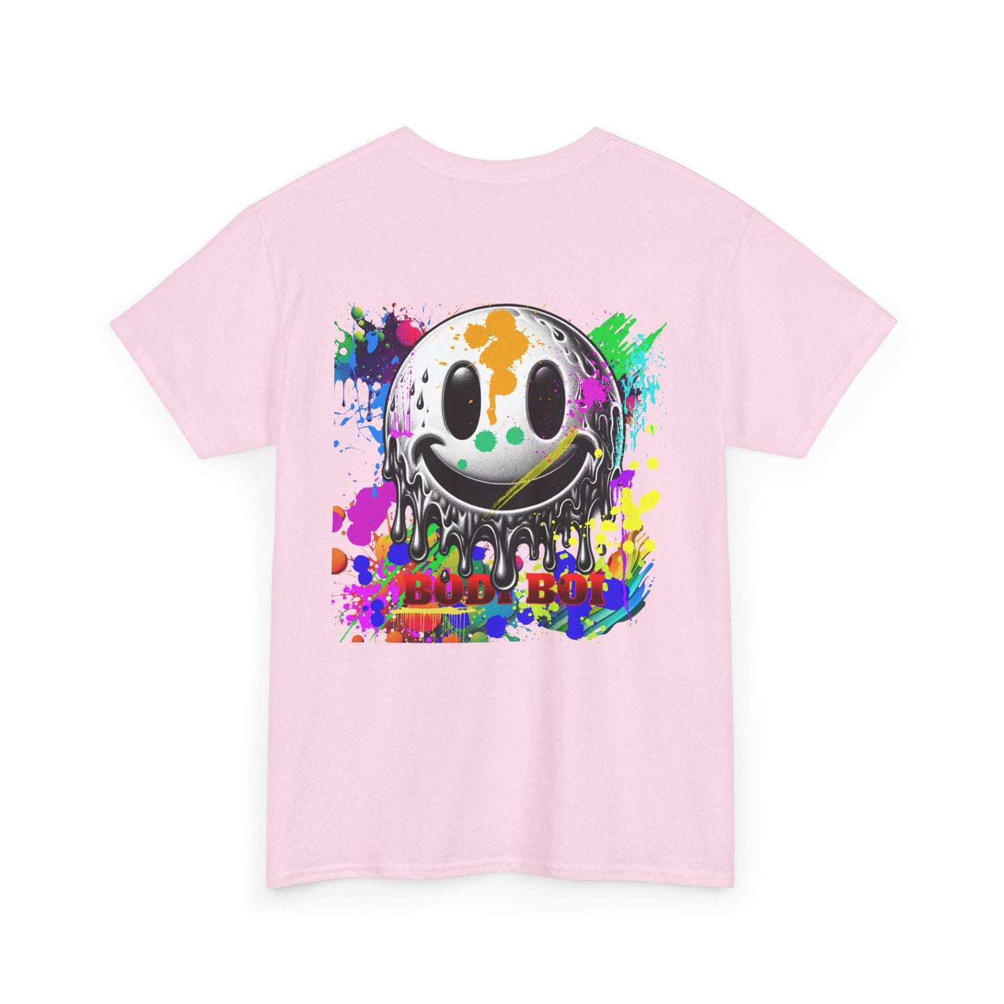 Colorful Graffiti Tee, Unisex Heavy Cotton Tee with Smiley Face Design, Streetwear Top, Graphic Tee for Art Lovers, Casual Gift for Friends