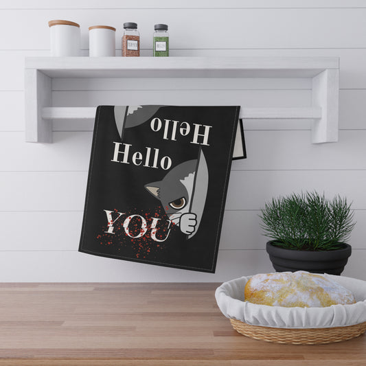 YOU Themed Tea Towels | Hello You Kitchen Decor, Cat Lover Gift, Funny Kitchen Towel, Gift for Cat Moms, Unique Home Decor