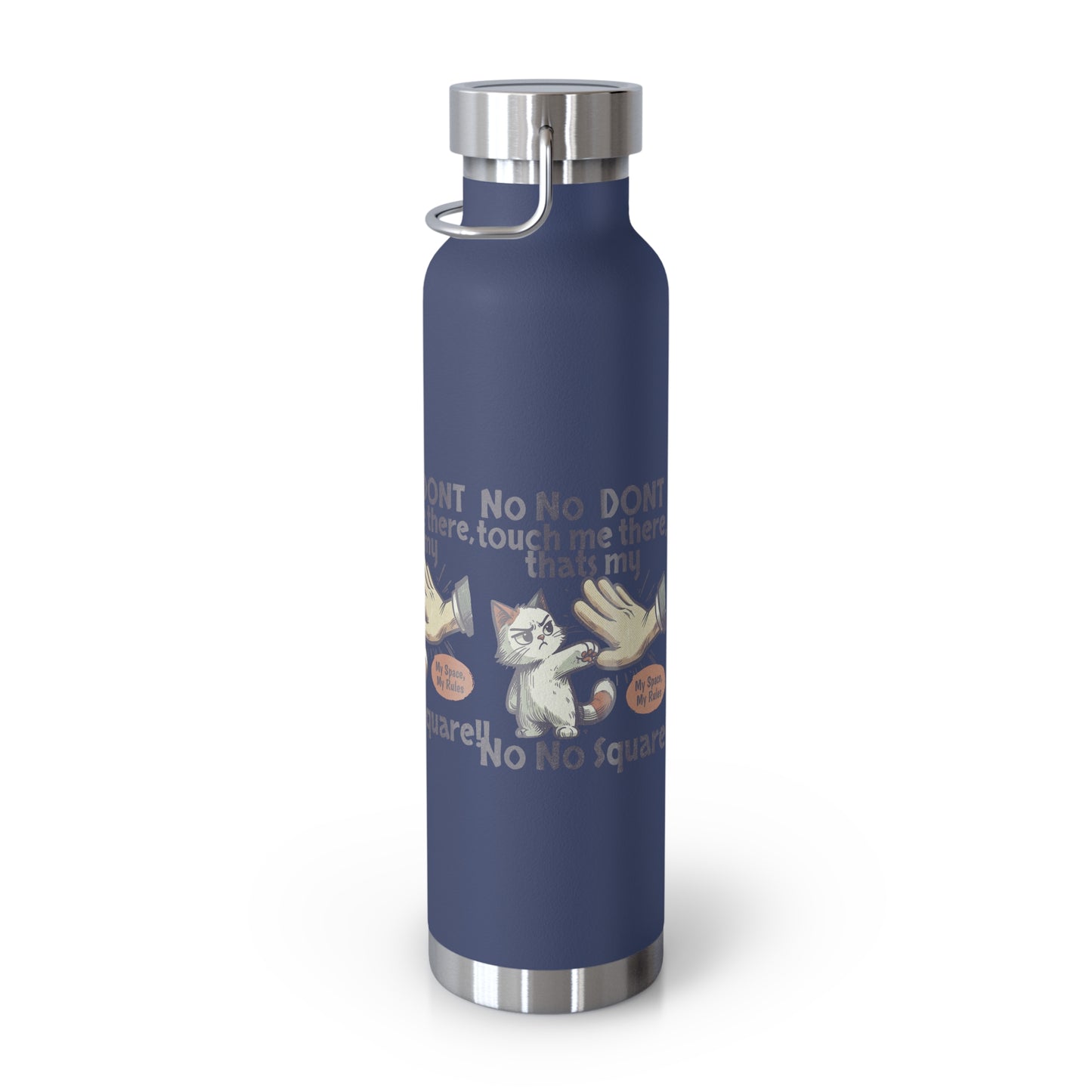 Funny Cat Insulated Water Bottle, 22oz, Laughing Cat Gift, Pet Lover Gift, Humorous Drinkware, Cat Safety Bottle