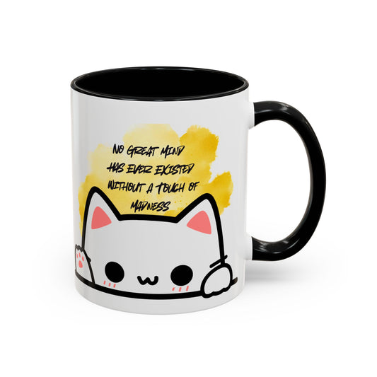 Playful Cat Accent Mug - No Great Mind Has Ever Existed Without a Touch of Madness, Cute Gift for Cat Lovers, Coffee Cup, Cat-Themed [...]