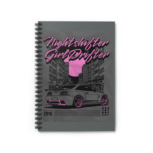 Nightshifter Girl Drifter Spiral Notebook - Ruled Line, Car Enthusiast Journal, Gift for Girls Who Drift, Vintage Car Notepad, Stylish [...]
