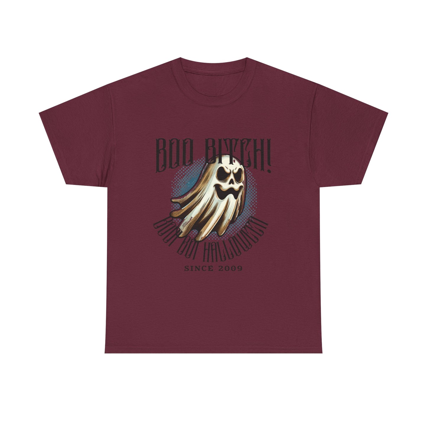 Boo Biych! Halloween Unisex Heavy Cotton Tee, Spooky T-Shirt, Halloween Costume Top, Ghost Graphic Shirt, October Festive Apparel