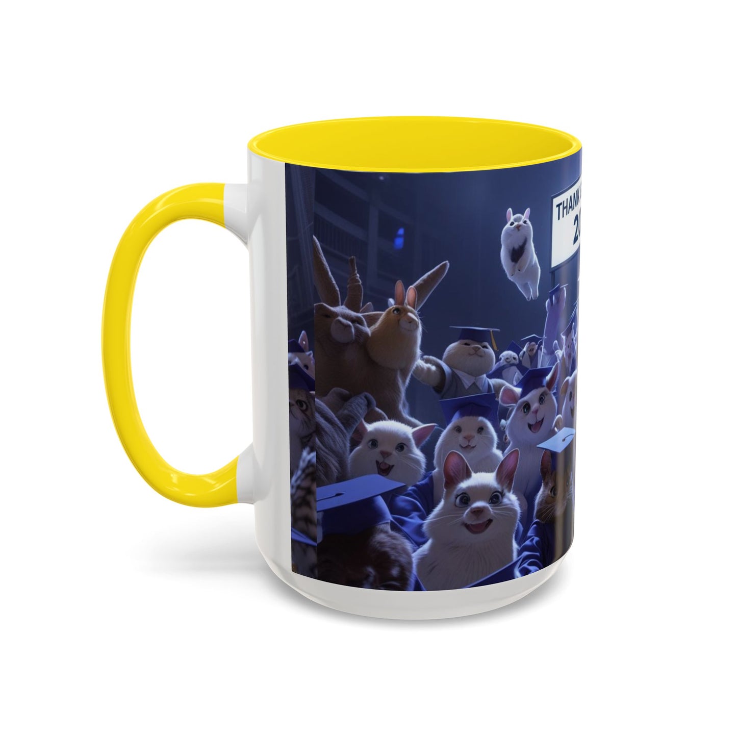 Anime Graduation Theme Accent Coffee Mug - Funny Cat & Dog Design, Perfect Gift for 2025 Grads, Inspirational Coffee Mug, Celebration Mug
