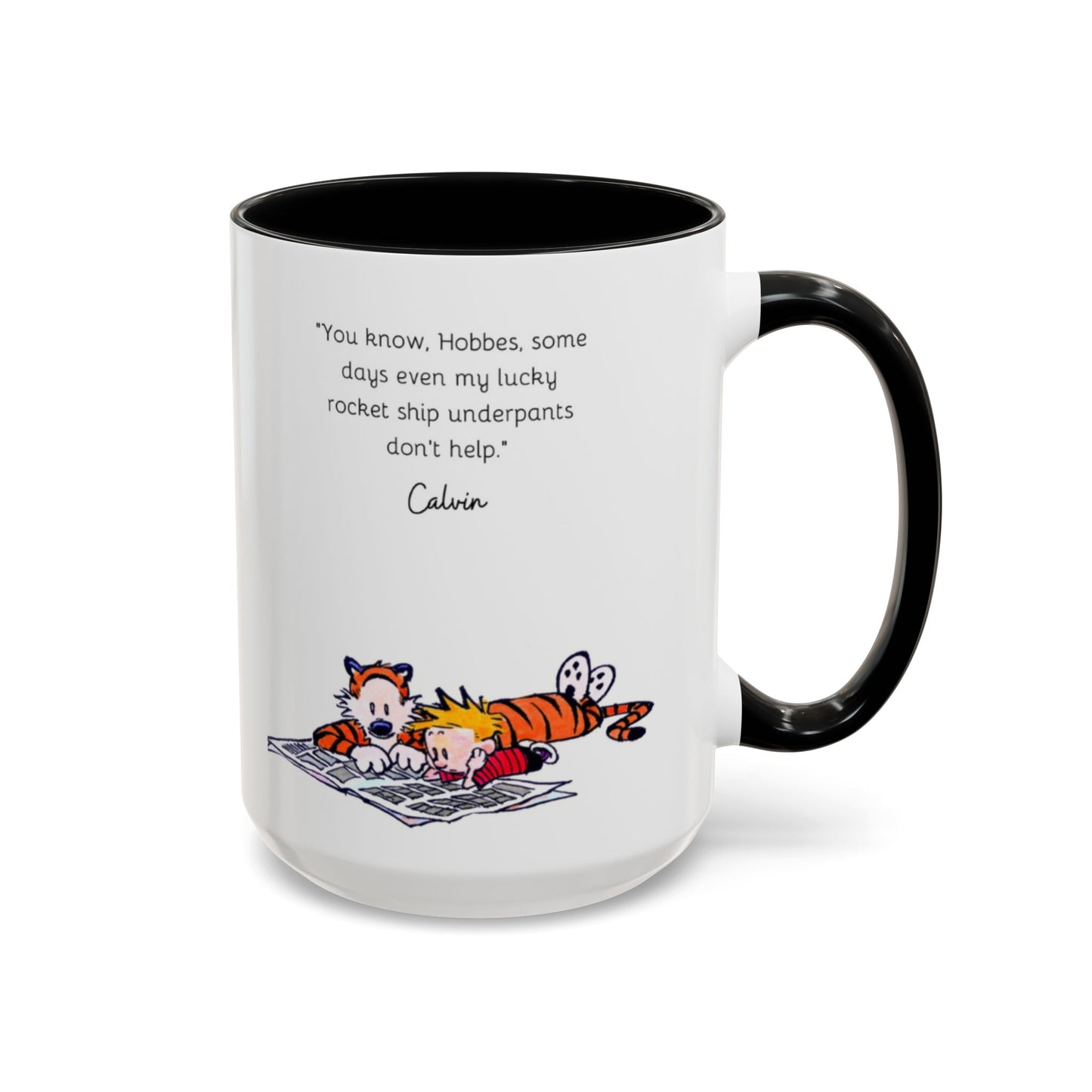 Calvin and Hobbes Inspired Accent Coffee Mug - Fun Gift for Fans, Morning Coffee, Cute Quote Mug, Whimsical Gift, Reading Companion