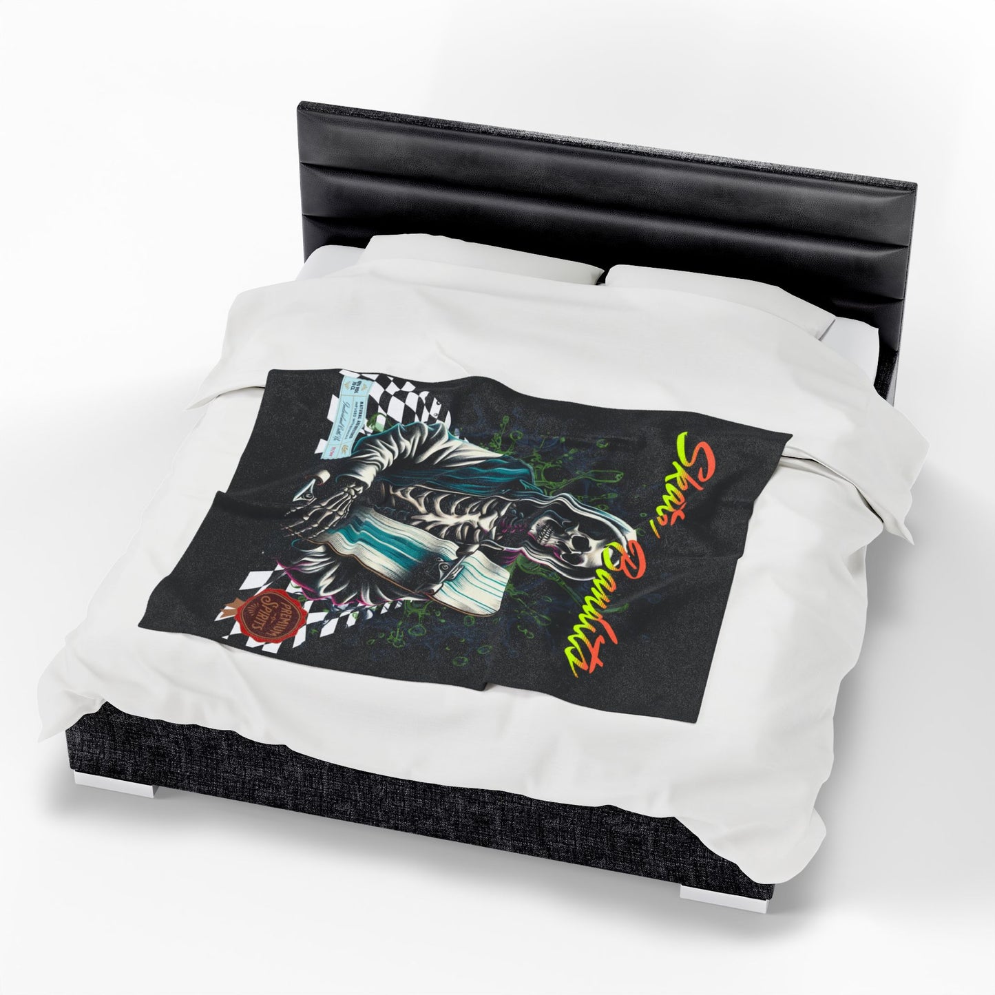 Skate Bandits Velveteen Plush Blanket - Cozy Throw for Skaters, Home Decor, Gift for Skateboard Lovers, Halloween Blanket, Retro Vibe