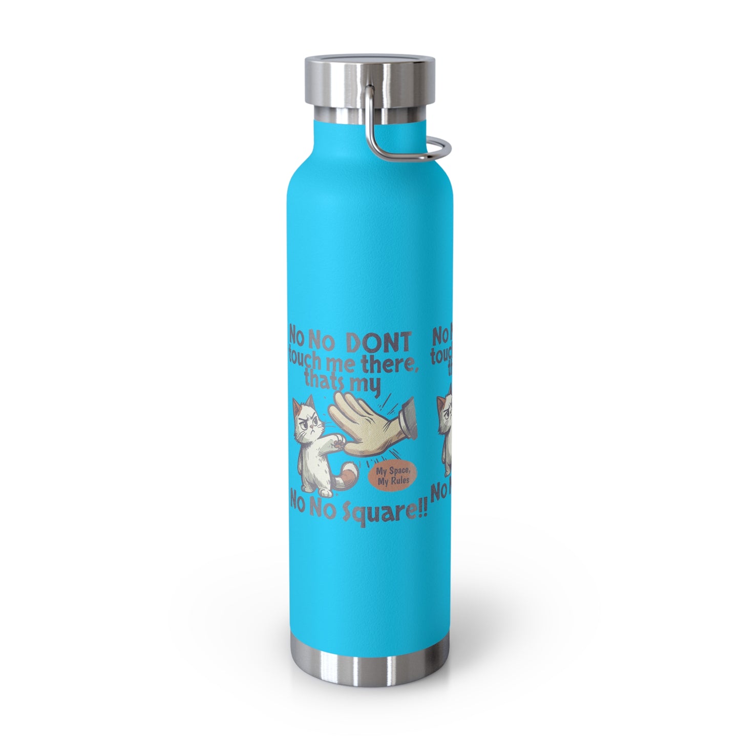 Funny Cat Insulated Water Bottle, 22oz, Laughing Cat Gift, Pet Lover Gift, Humorous Drinkware, Cat Safety Bottle