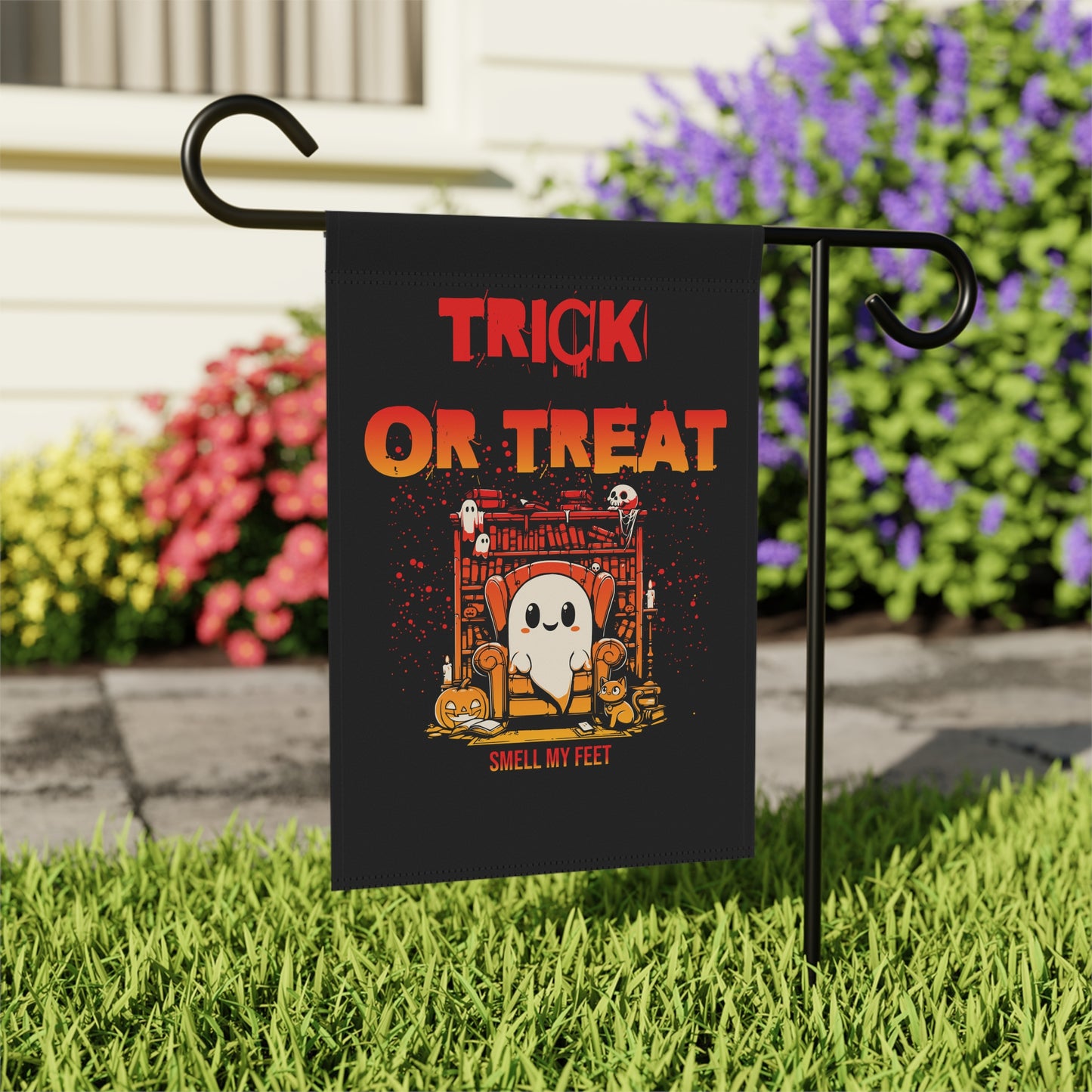 Halloween Garden Banner, Trick or Treat Yard Decor, Spooky House Flag, Fall Outdoor Decoration, Ghost Themed Sign
