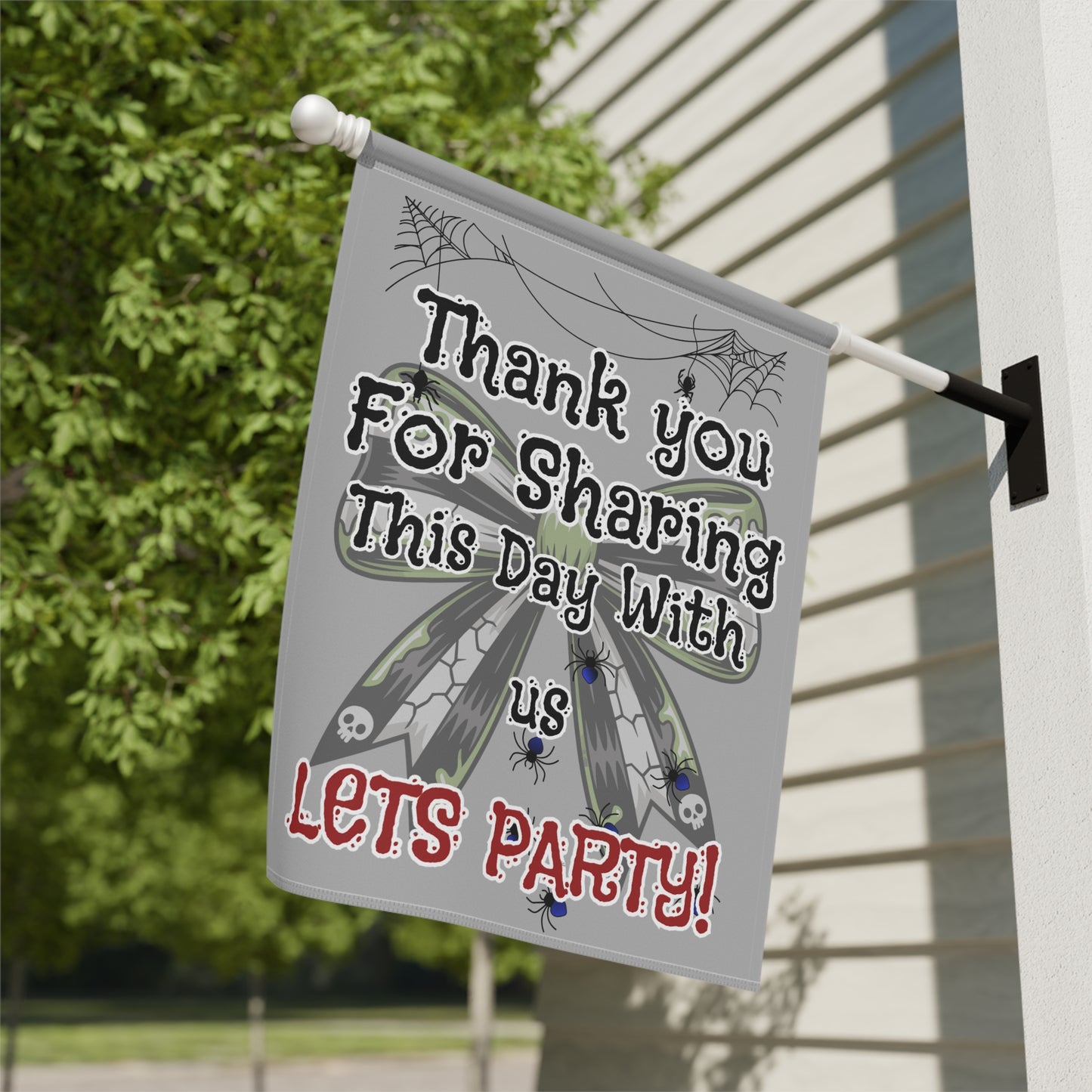Garden Party Banner, Outdoor Decor, Halloween Party, Fall Celebration, Yard Sign, Festive Banner, Spider Theme