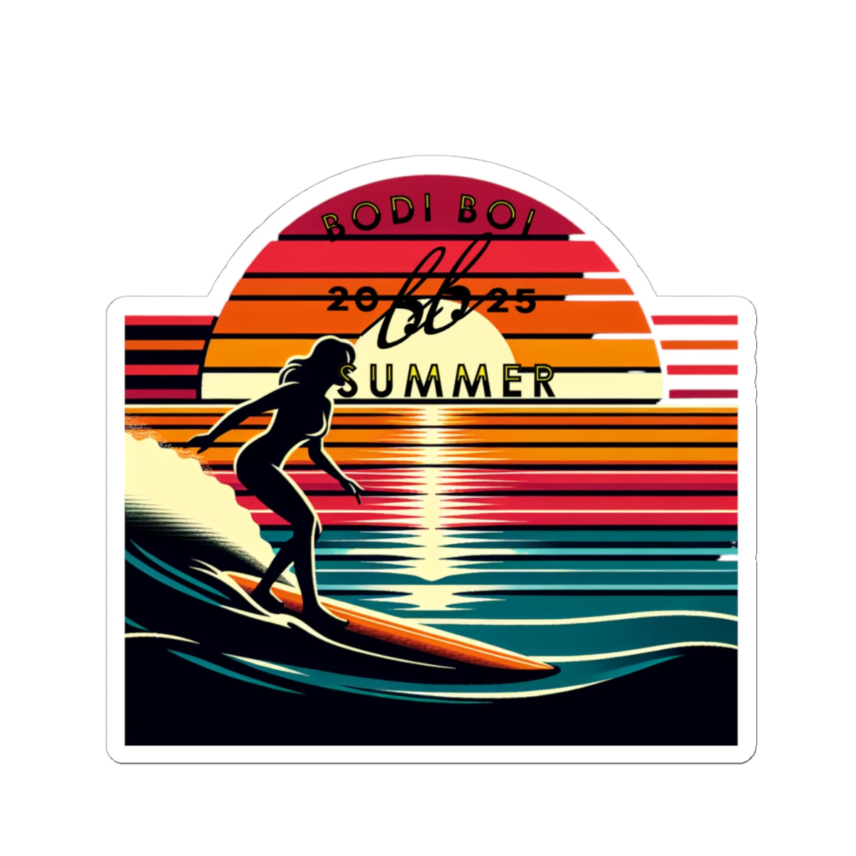 Retro Surf Kiss-Cut Stickers | Summer Vibes, Beach Decor, Laptop Stickers, Surfing Gifts, Ocean Lovers