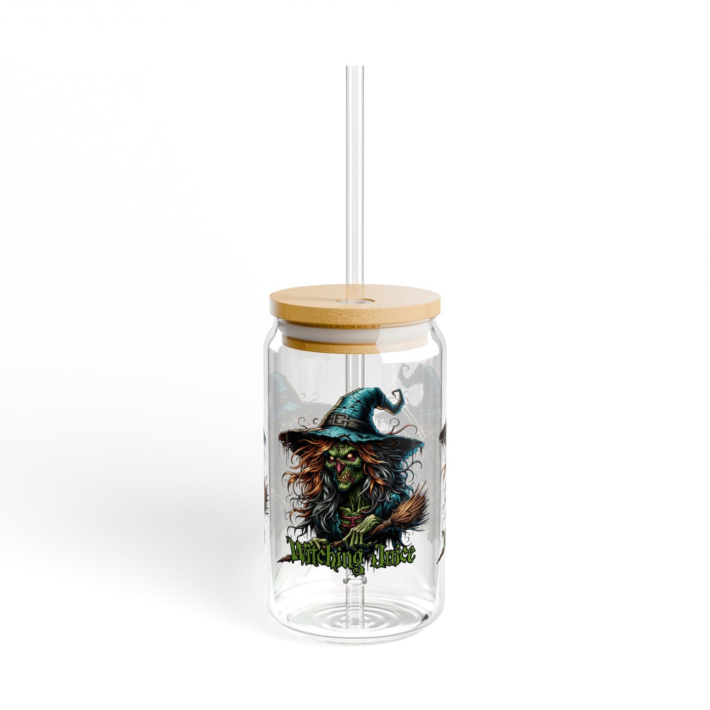 Witchy Sipper Glass | 16oz | Halloween Drinkware, Spooky Decor, Gift for Witch Lovers, Eco-Friendly Straw, Kitchen Accessory