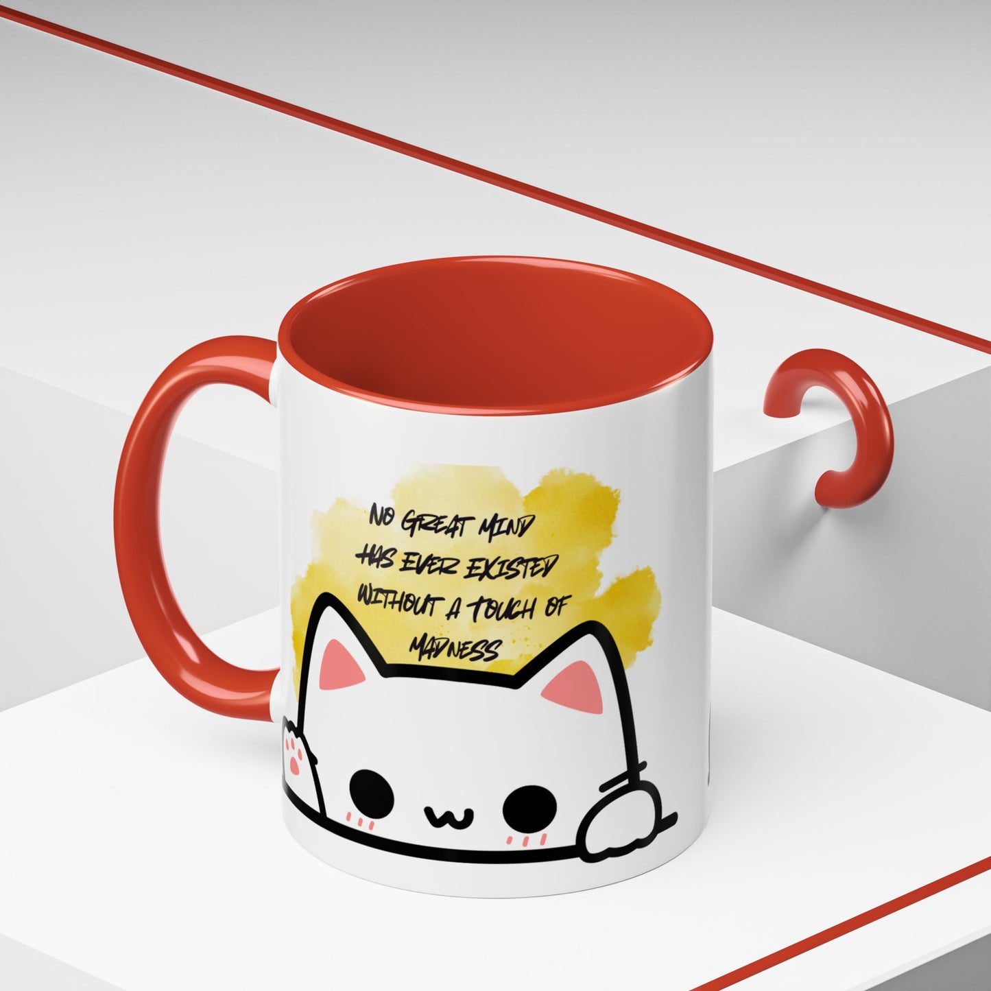 Playful Cat Accent Mug - No Great Mind Has Ever Existed Without a Touch of Madness, Cute Gift for Cat Lovers, Coffee Cup, Cat-Themed [...]