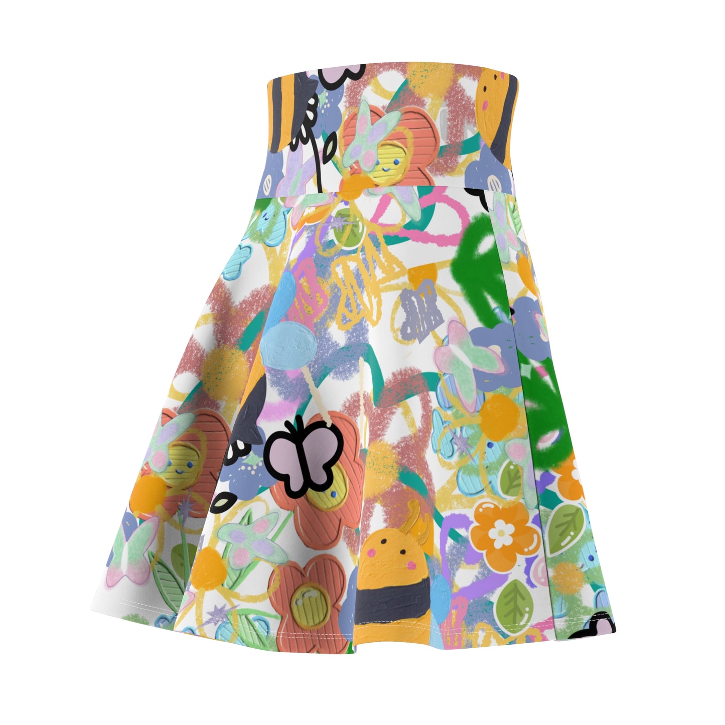 Colorful Floral Women's Skater Skirt | Cute Summer Fashion, Dance and Festival Outfit, Gift for Girlfriend and Mom