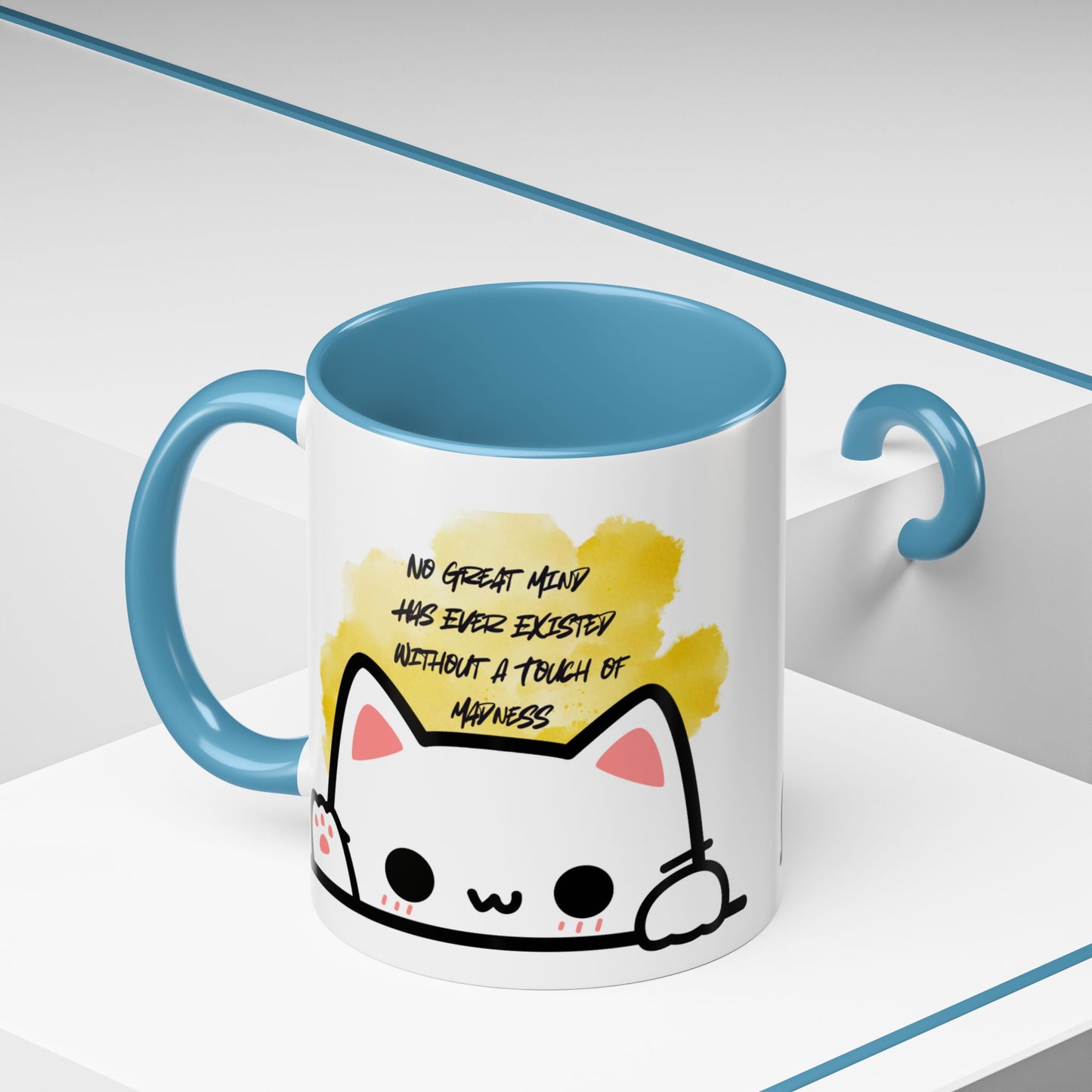 Playful Cat Accent Mug - No Great Mind Has Ever Existed Without a Touch of Madness, Cute Gift for Cat Lovers, Coffee Cup, Cat-Themed [...]