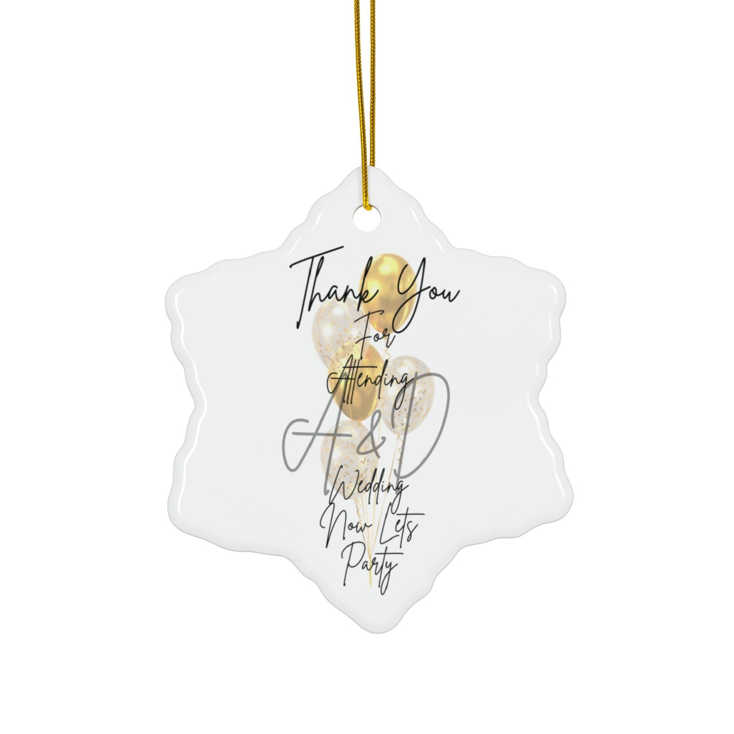Wedding Thank You Ceramic Ornaments, Two-Sided Print, Holiday Decor, Bridal Shower Favors, Custom Keepsakes, Party Gifts