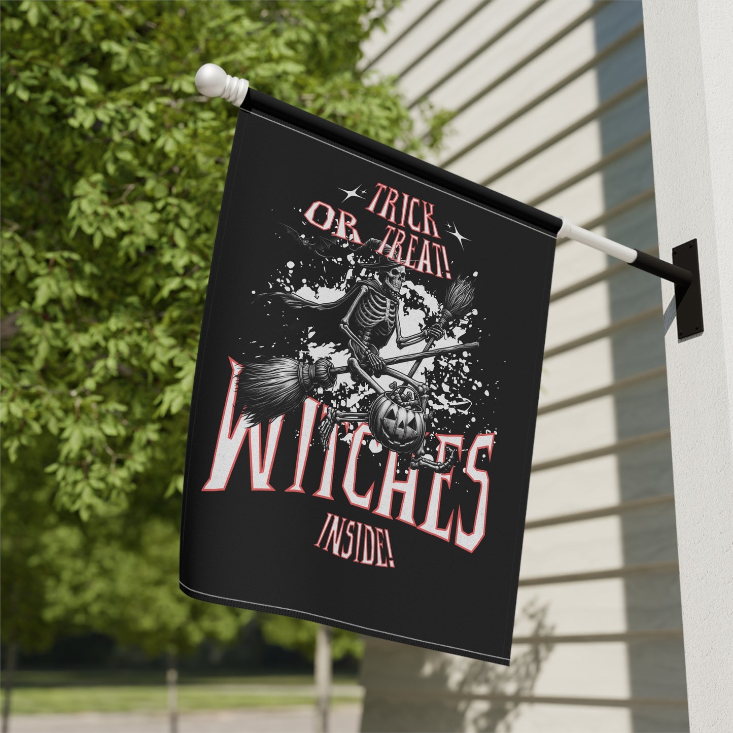 Spooky Halloween Garden Banner, Trick or Treat Flag, Witches Decor, Outdoor Halloween Decor, Festive Yard Art