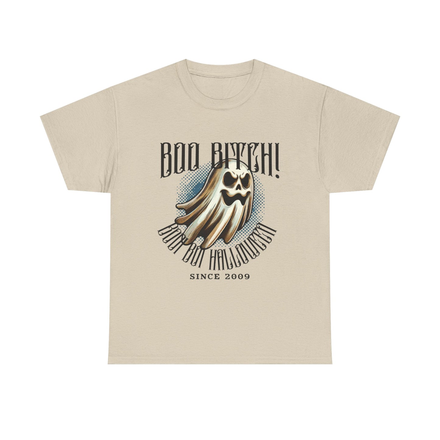 Boo Biych! Halloween Unisex Heavy Cotton Tee, Spooky T-Shirt, Halloween Costume Top, Ghost Graphic Shirt, October Festive Apparel