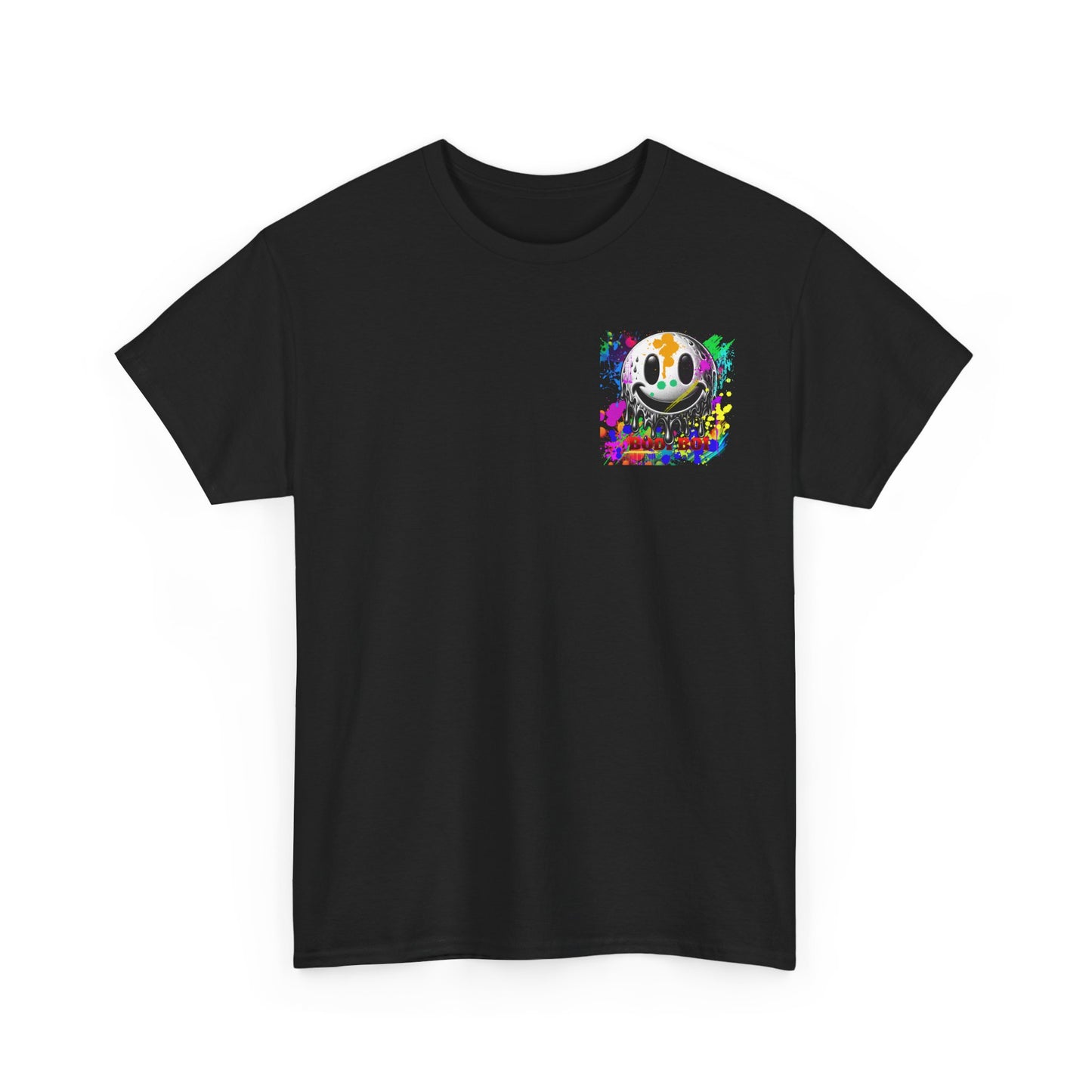 Colorful Graffiti Tee, Unisex Heavy Cotton Tee with Smiley Face Design, Streetwear Top, Graphic Tee for Art Lovers, Casual Gift for Friends