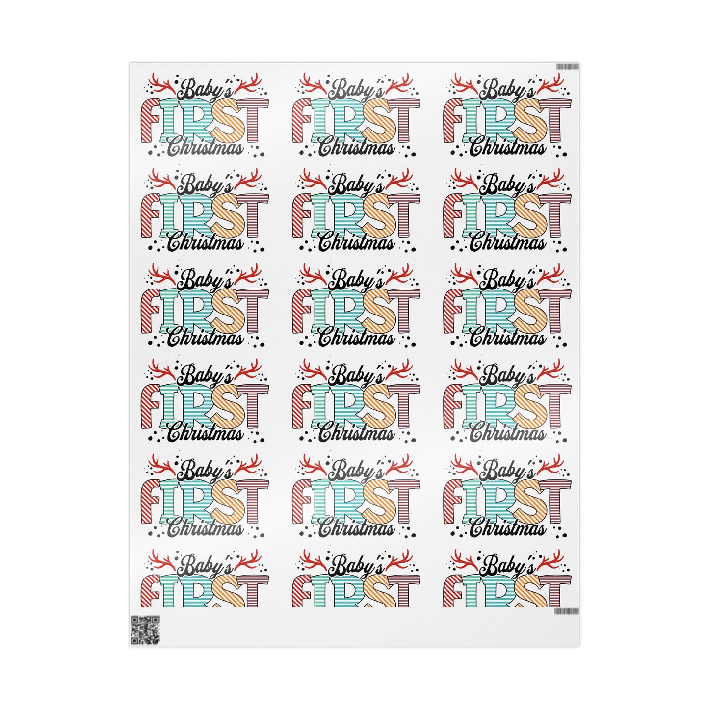 Frist Xmas, Festive Wrapping Paper for Gifts, Christmas, Birthdays, Weddings, Special Occasions