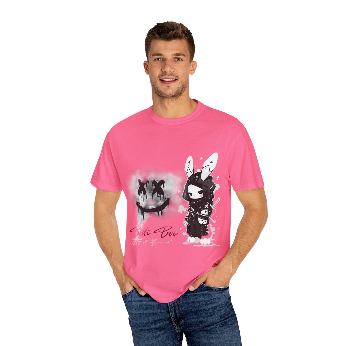 Artistic Graphic Tee featuring Unique Bunny Design, Unisex T-Shirt, Casual Wear, Streetwear, Gift for Anime Lovers, Alternative Fashion