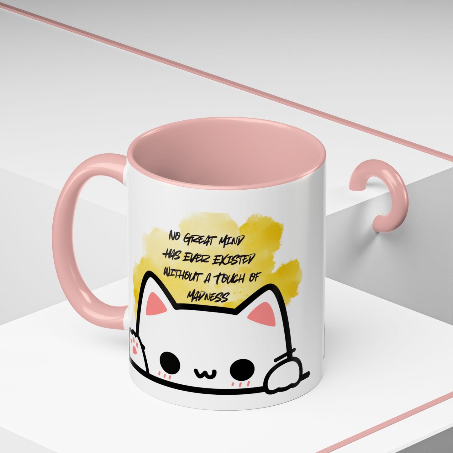 Playful Cat Accent Mug - No Great Mind Has Ever Existed Without a Touch of Madness, Cute Gift for Cat Lovers, Coffee Cup, Cat-Themed [...]