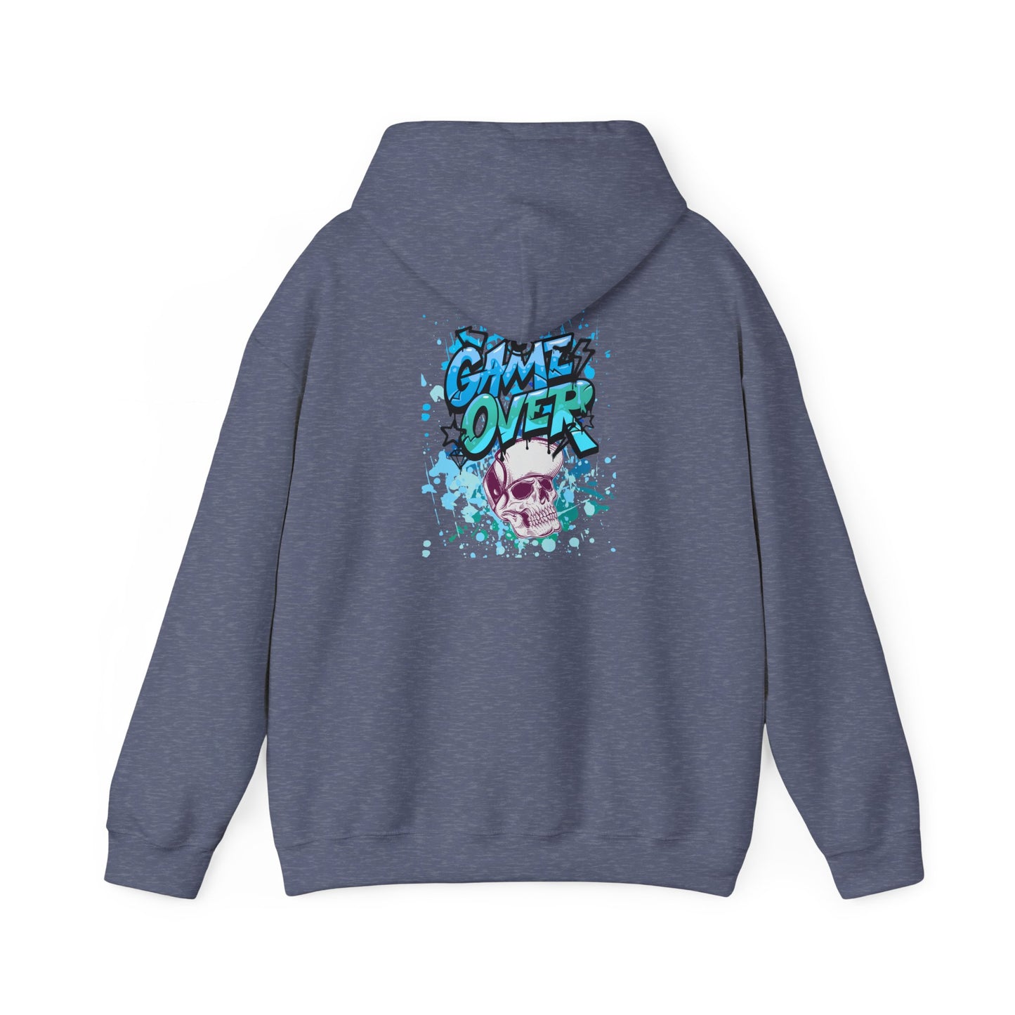 Game Over Skull Hoodie - Unisex Heavy Blend Sweatshirt, Perfect for Gamers, Casual Wear, Unique Gift, Streetwear Style, Graphic Apparel