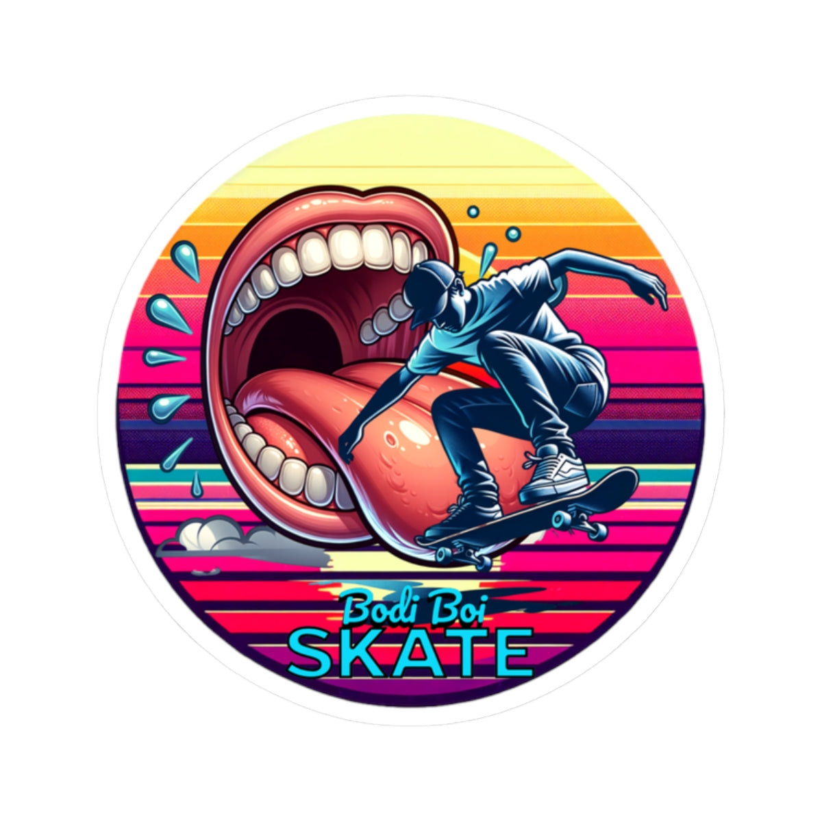 Vibrant Skateboard Kiss-Cut Stickers, Cool Skate Decals for Teens, Unique Laptop Stickers, Fun Gift for Skaters, Colorful Wall Art