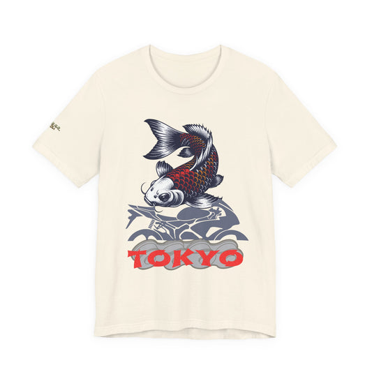 Tokyo Koi Graphic Tee, Casual Streetwear Shirt, Unisex Short Sleeve Top, Gift for Fishermen, Stylish Summer Fashion