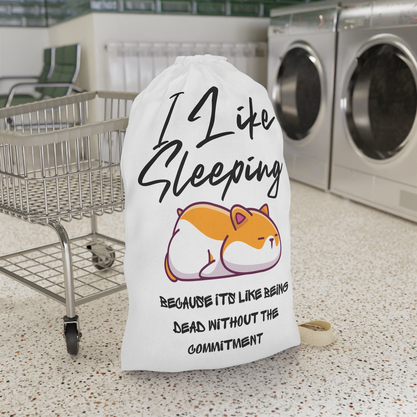 Cute Cat Laundry Bag - I Like Sleeping, Fun Storage Solution for Dorms, Kids, Pet Lovers, Cute Home Decor