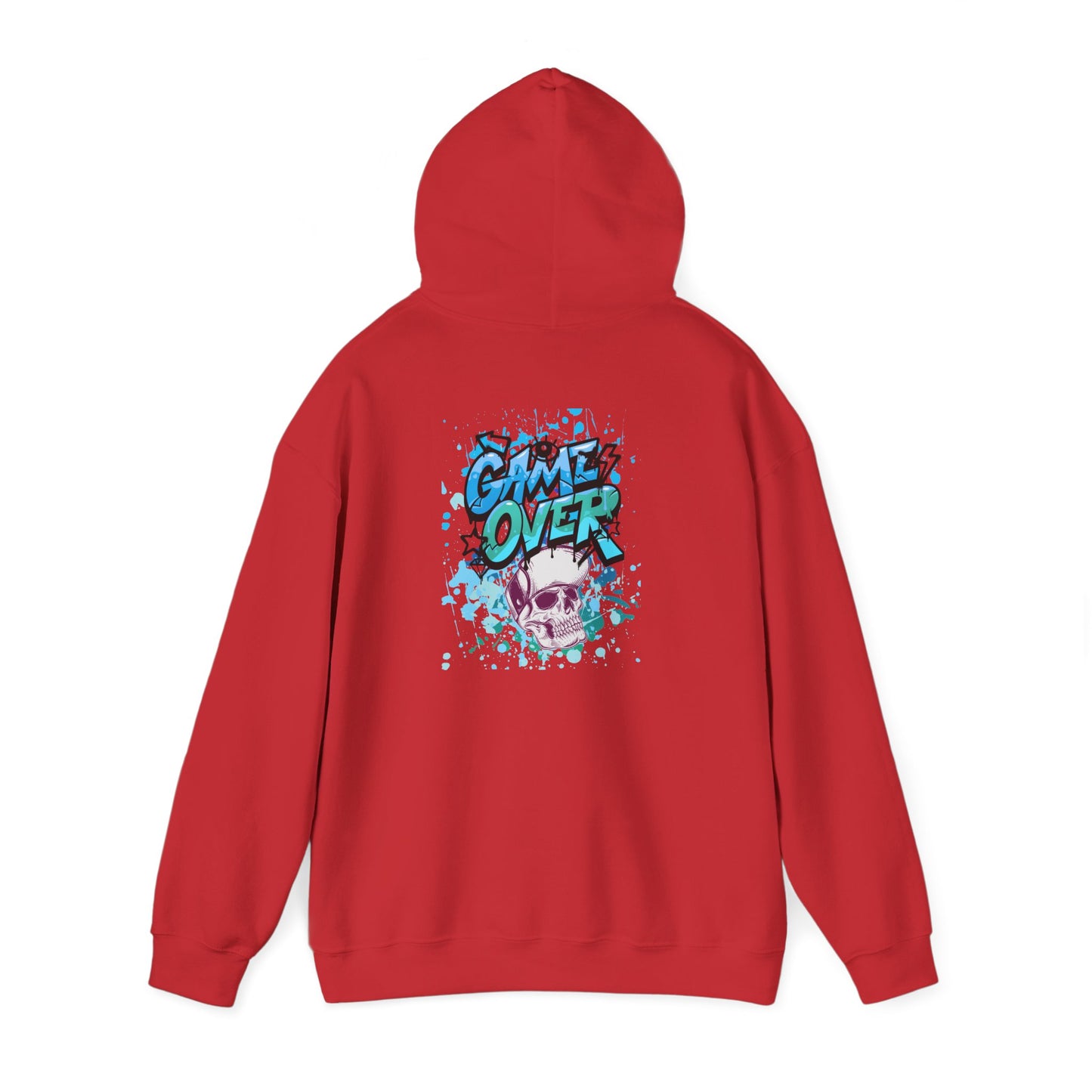 Game Over Skull Hoodie - Unisex Heavy Blend Sweatshirt, Perfect for Gamers, Casual Wear, Unique Gift, Streetwear Style, Graphic Apparel