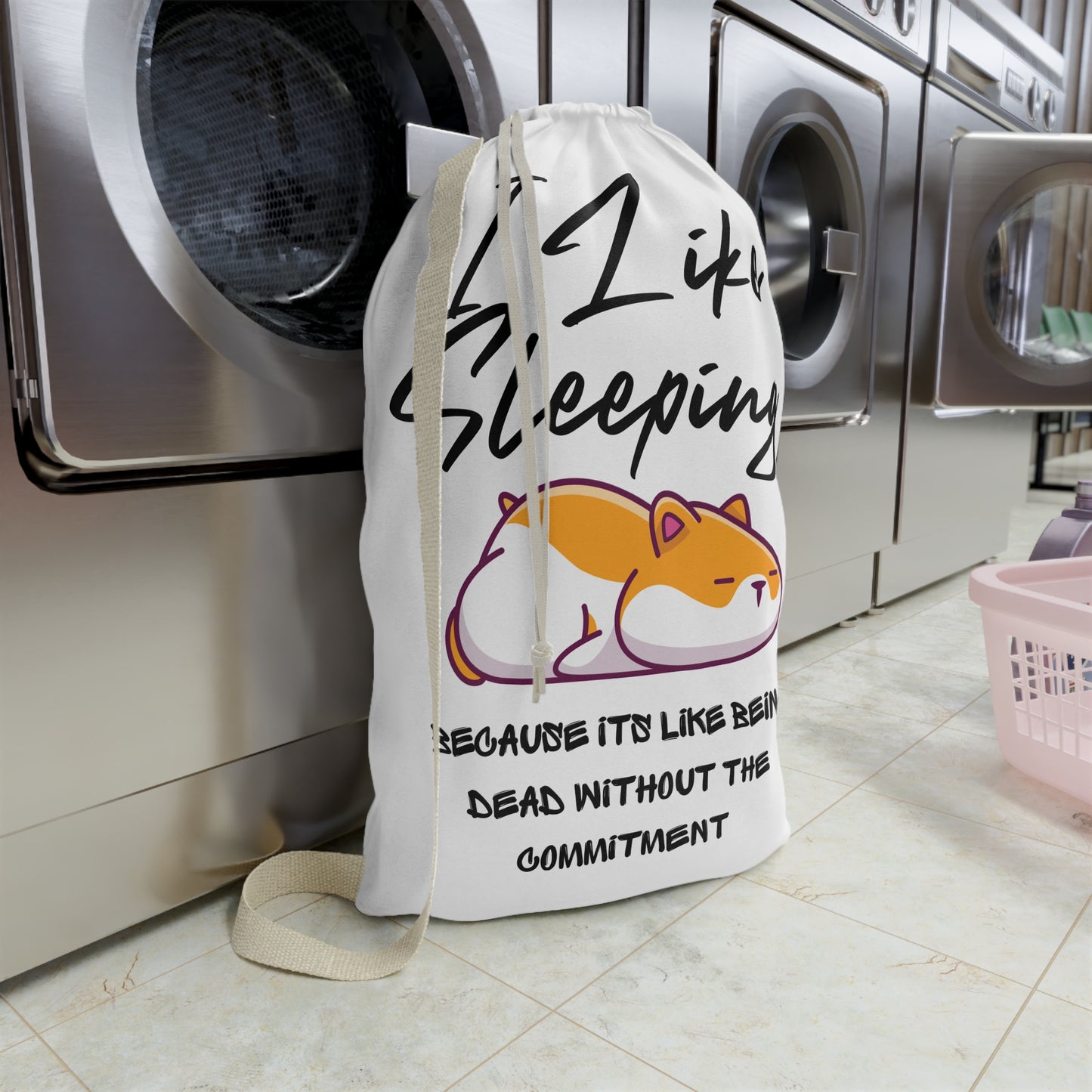 Cute Cat Laundry Bag - I Like Sleeping, Fun Storage Solution for Dorms, Kids, Pet Lovers, Cute Home Decor