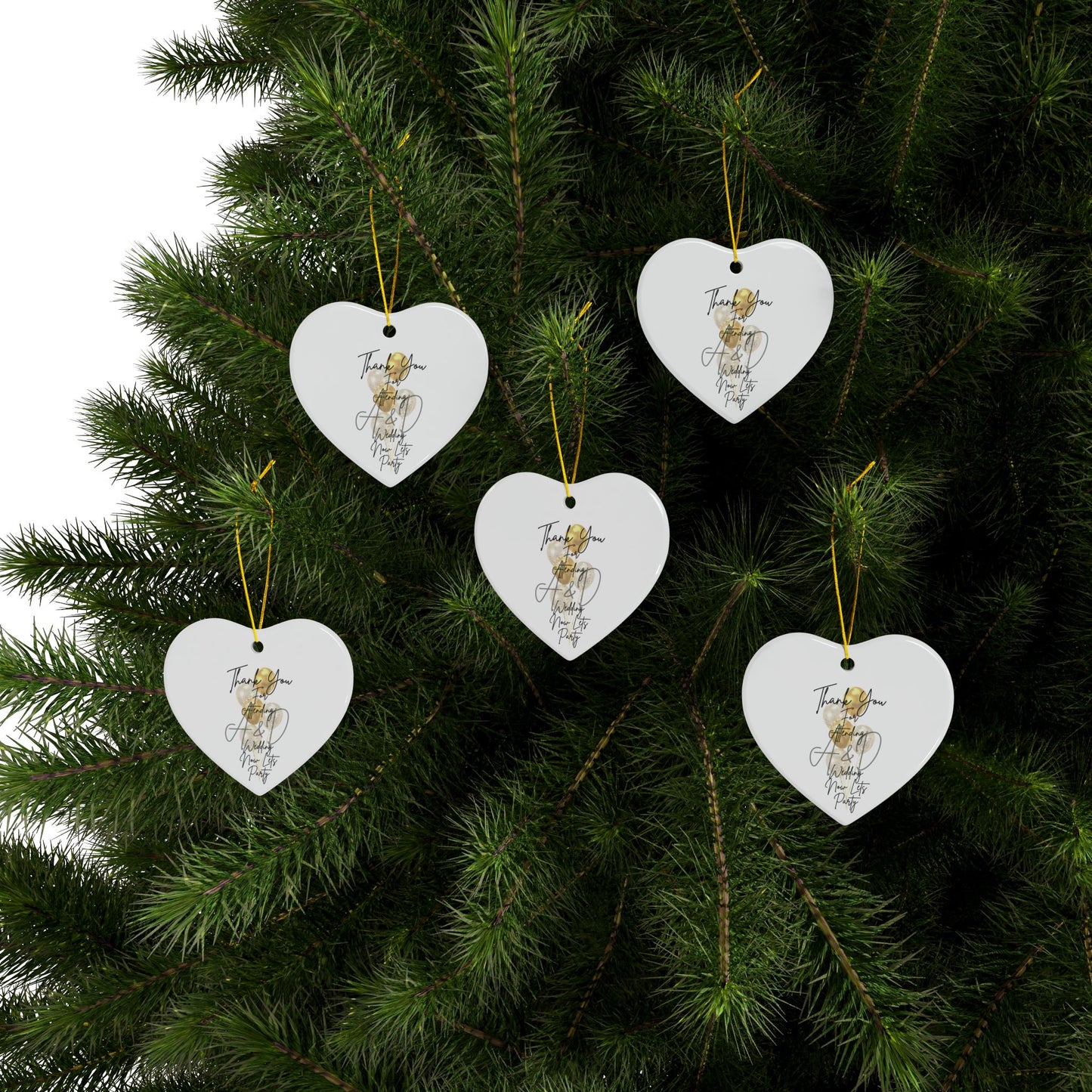 Wedding Thank You Ceramic Ornaments, Two-Sided Print, Holiday Decor, Bridal Shower Favors, Custom Keepsakes, Party Gifts