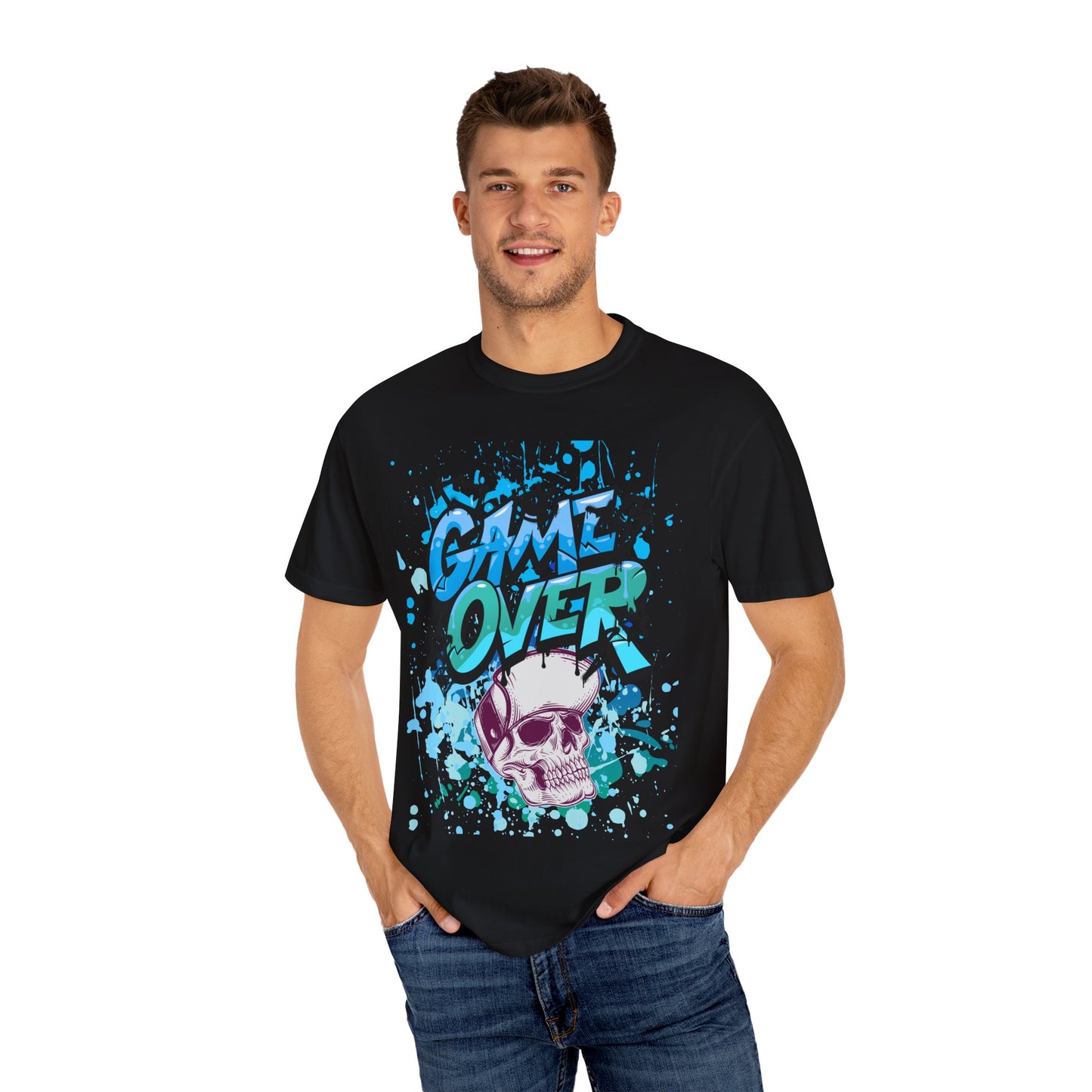 Gamer Skull T-shirt, Unisex Graphic Tee, Game Over Apparel, Casual Wear, Gift for Gamers, Streetwear, Cool Graphic Shirt
