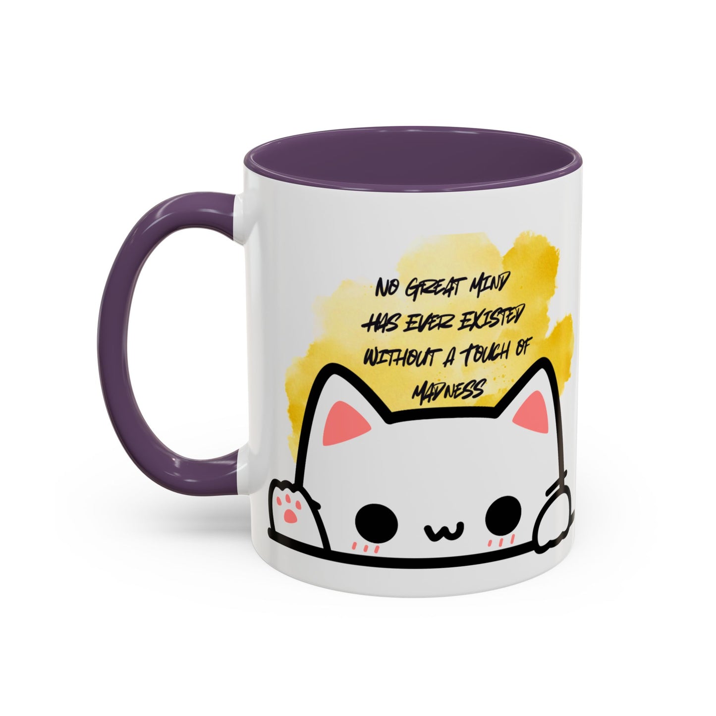 Playful Cat Accent Mug - No Great Mind Has Ever Existed Without a Touch of Madness, Cute Gift for Cat Lovers, Coffee Cup, Cat-Themed [...]