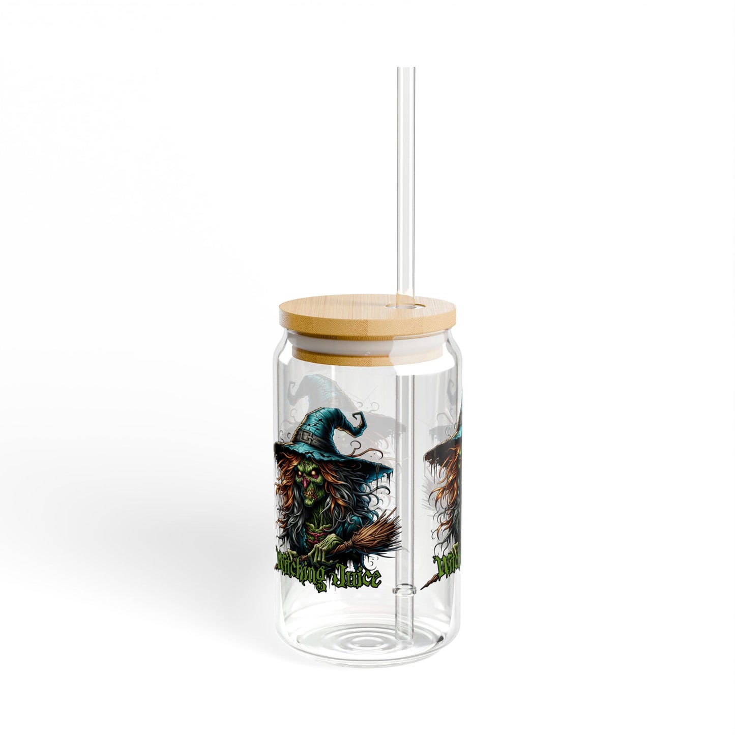 Witchy Sipper Glass | 16oz | Halloween Drinkware, Spooky Decor, Gift for Witch Lovers, Eco-Friendly Straw, Kitchen Accessory