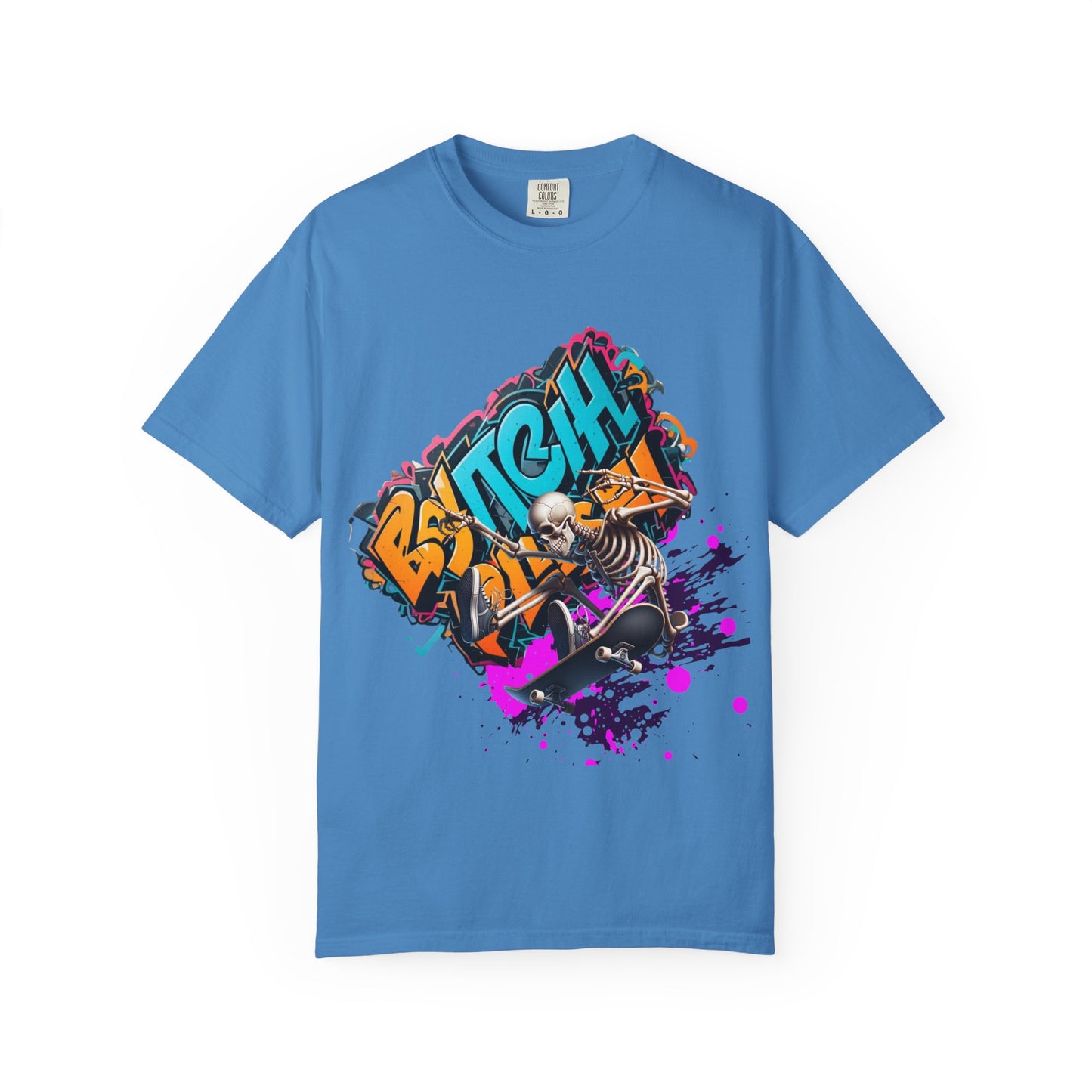 Edgy Skeleton Graffiti T-Shirt, Unisex Graphic Tee, Halloween Costume Shirt, Streetwear Style, Cool Gift for Teens