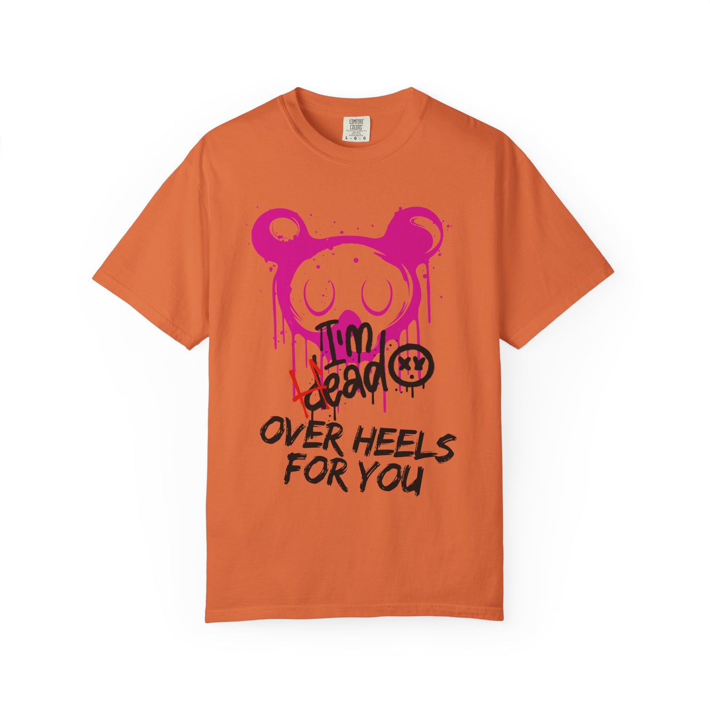 Head Over Heels T-Shirt with Cute Design, Perfect Gift for Friends, Casual Wear, Valentine's Day, Year-Round Fashion