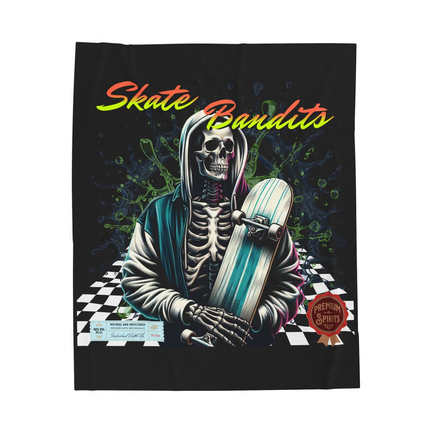 Skate Bandits Velveteen Plush Blanket - Cozy Throw for Skaters, Home Decor, Gift for Skateboard Lovers, Halloween Blanket, Retro Vibe