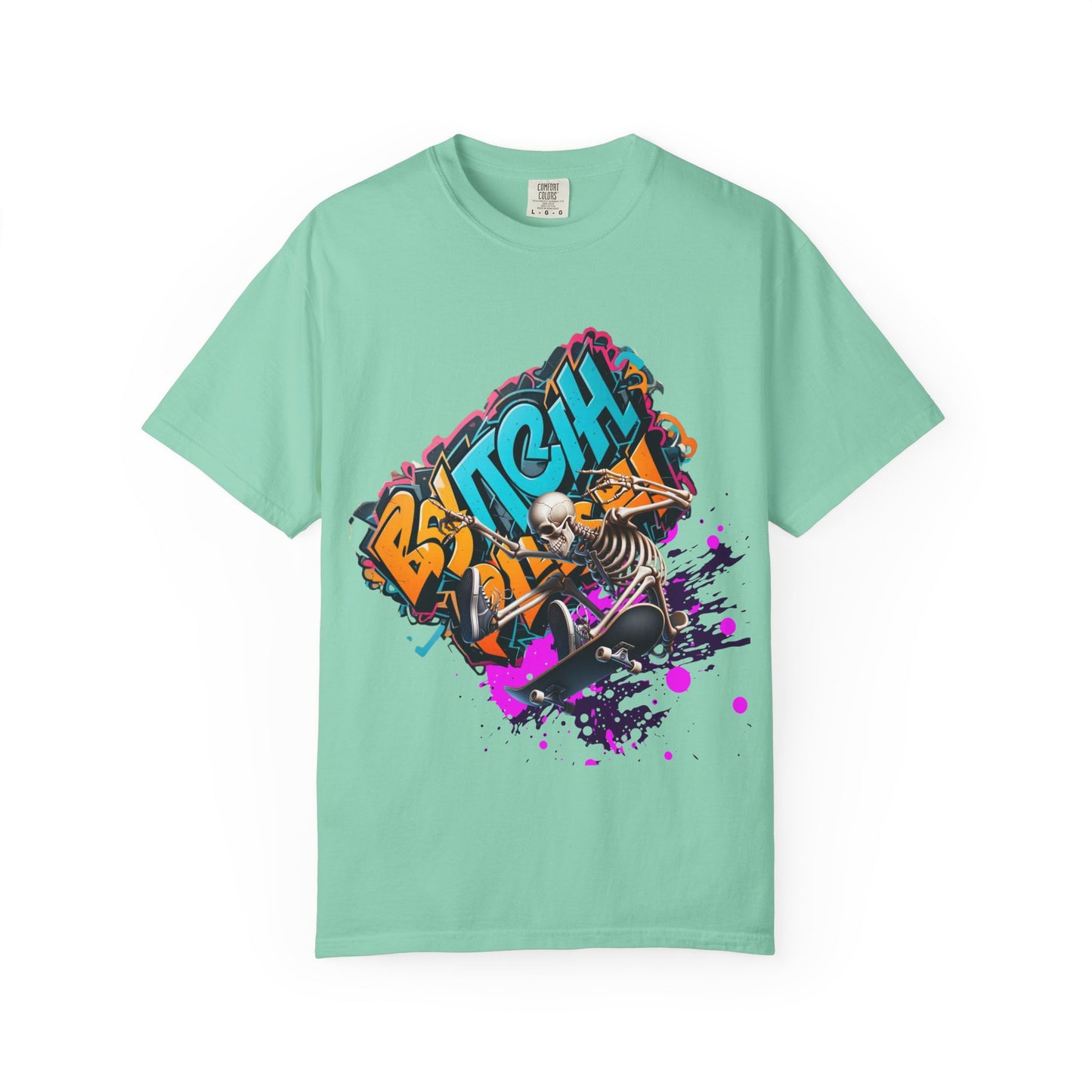 Edgy Skeleton Graffiti T-Shirt, Unisex Graphic Tee, Halloween Costume Shirt, Streetwear Style, Cool Gift for Teens