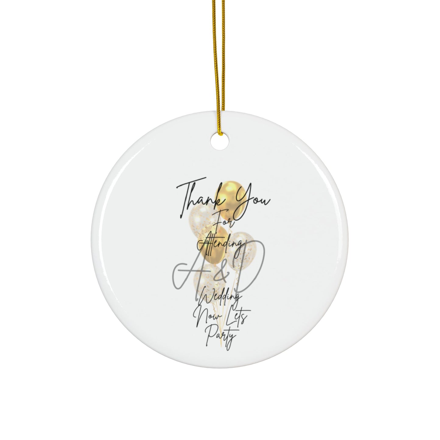 Wedding Thank You Ceramic Ornaments, Two-Sided Print, Holiday Decor, Bridal Shower Favors, Custom Keepsakes, Party Gifts